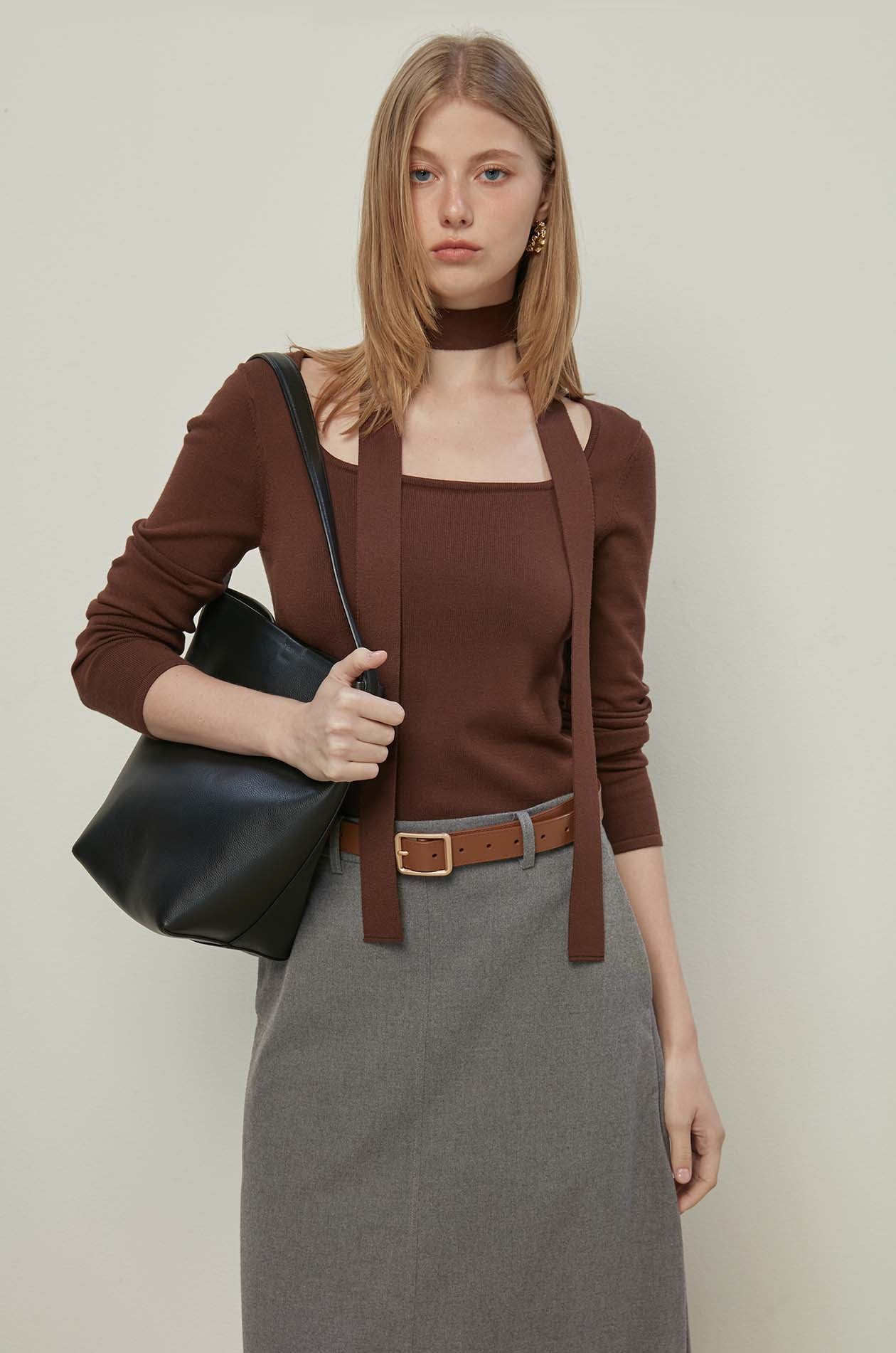 LONG SLEEVE TOP WITH SCARF