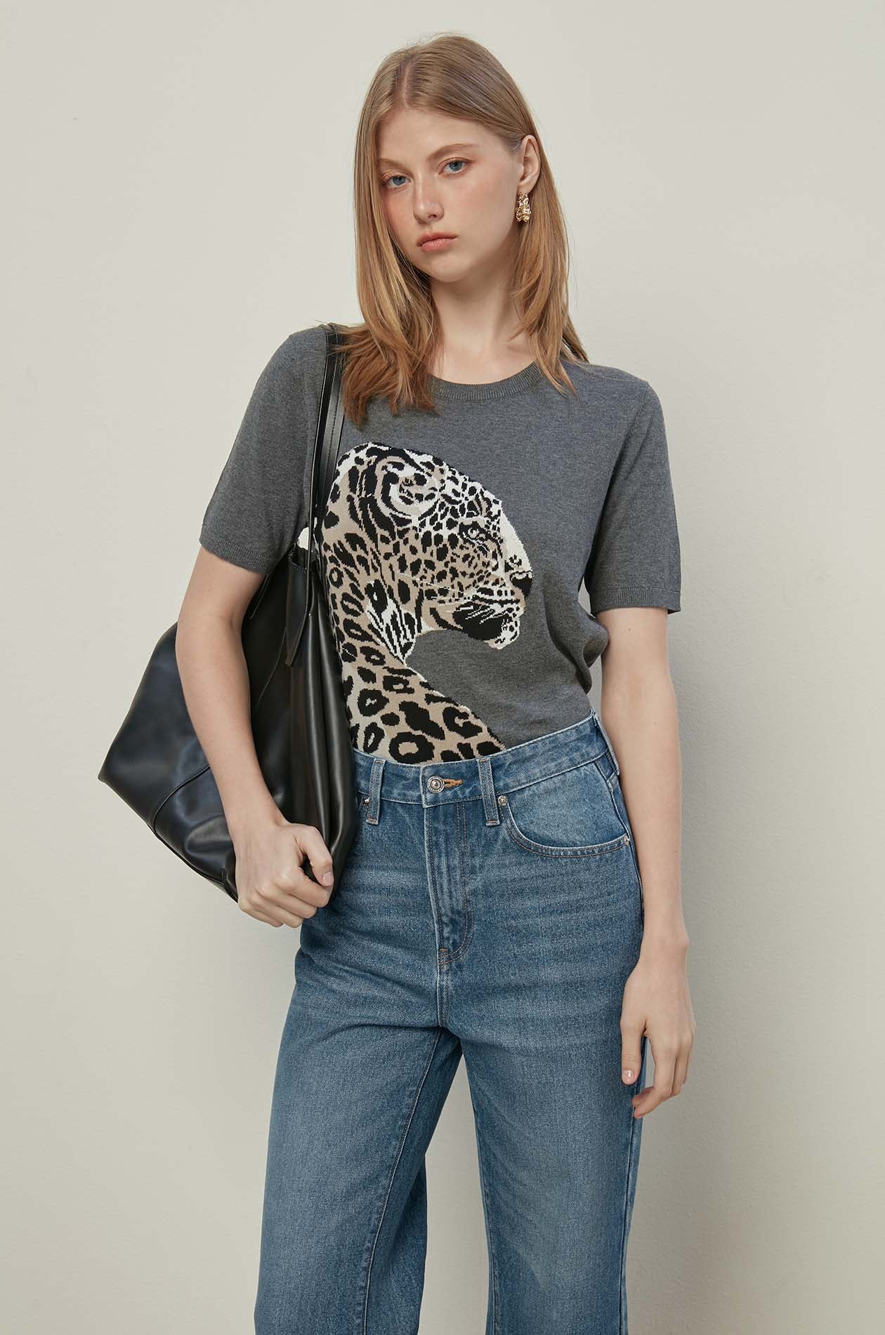 LEOPARD KNITTED TEE