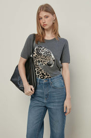 LEOPARD KNITTED TEE