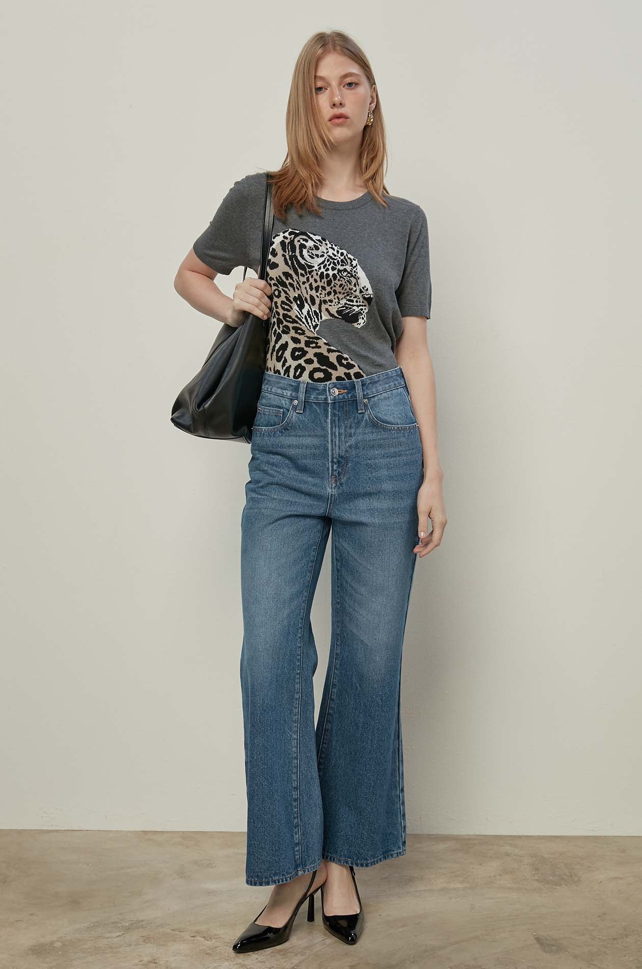 LEOPARD KNITTED TEE