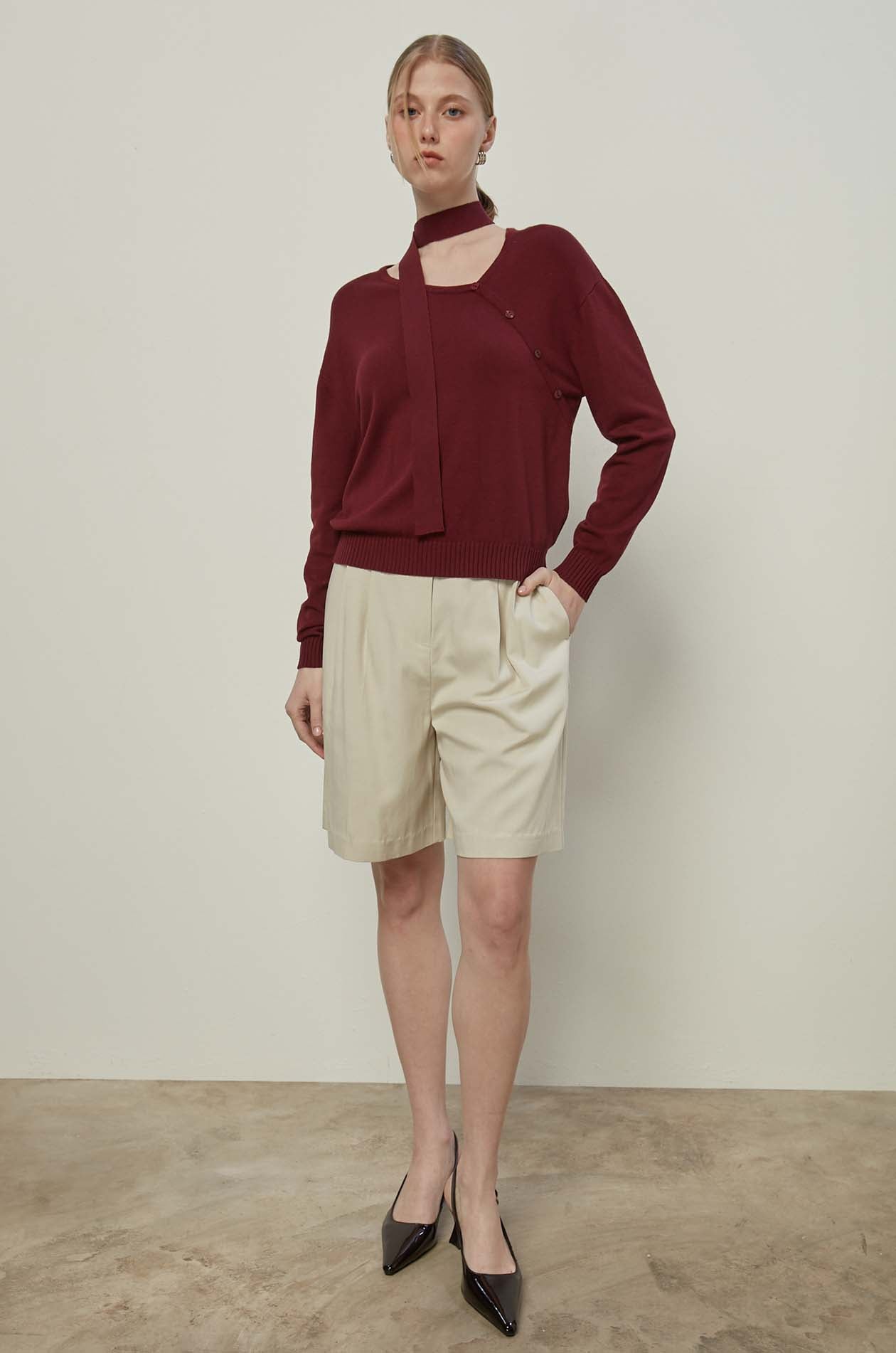 ASYMMETRIC NECKLINE SWEATER
