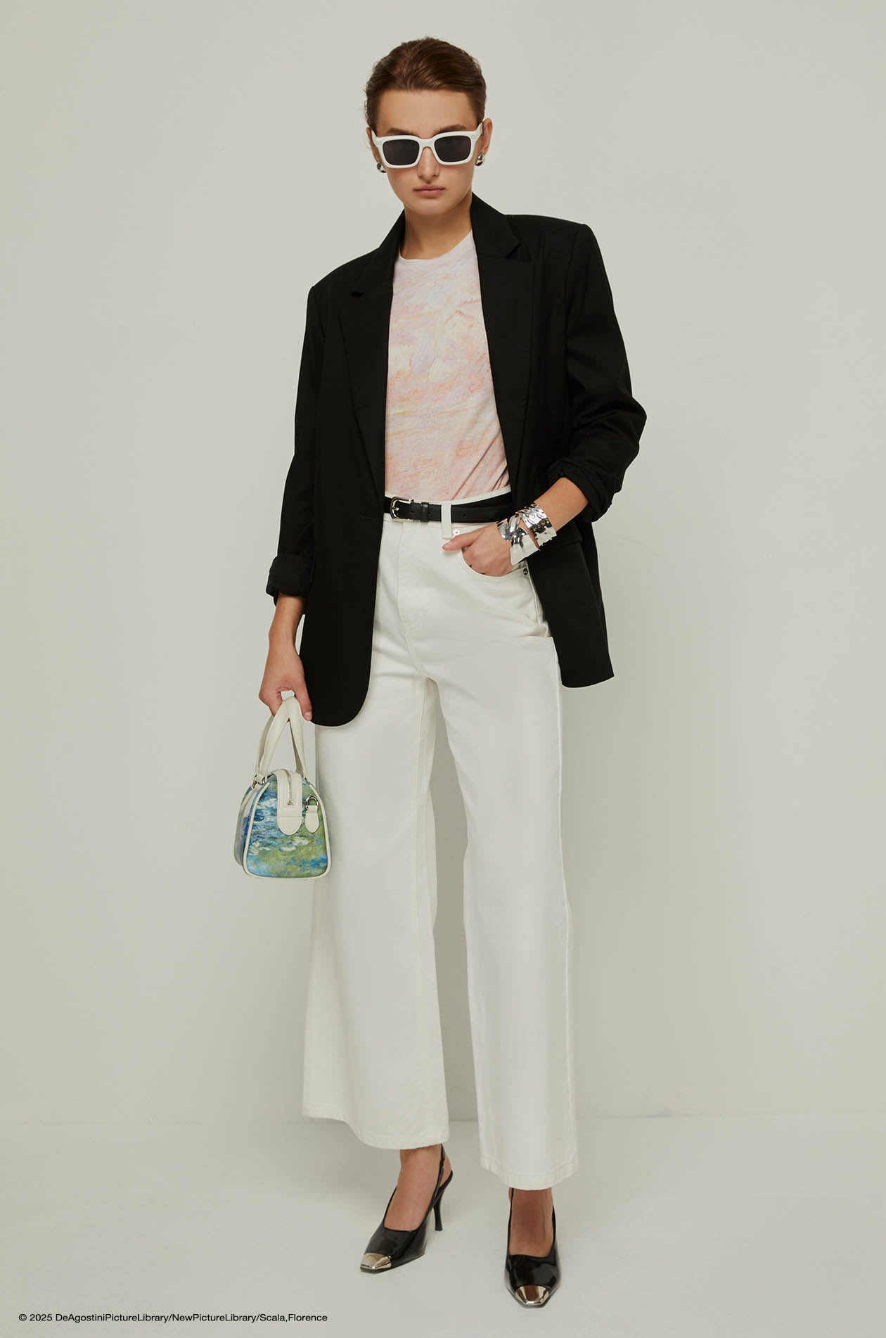 SUNLIT RIVER MONET-INSPIRED LONG SLEEVE TOP