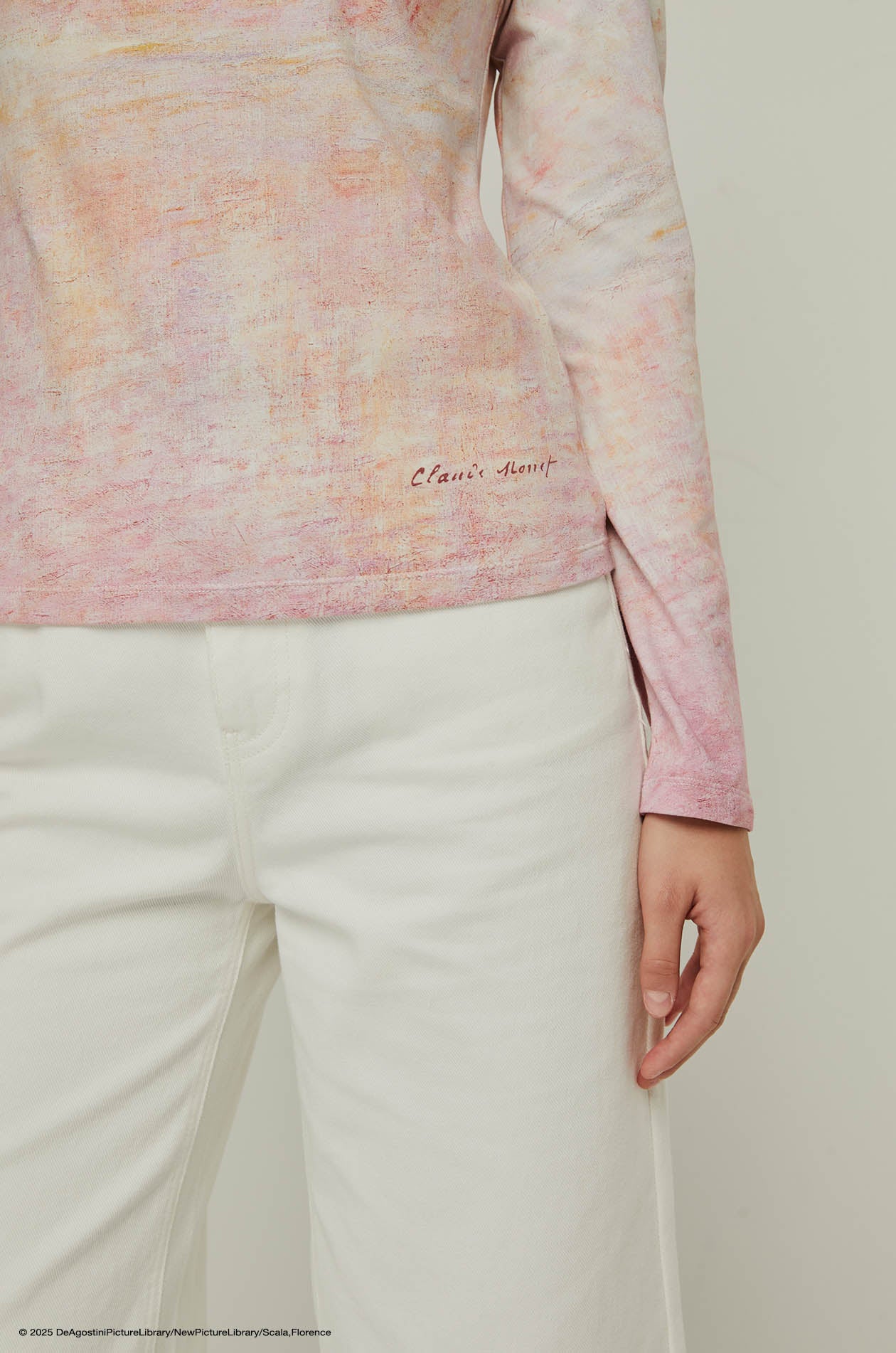 SUNLIT RIVER MONET-INSPIRED LONG SLEEVE TOP