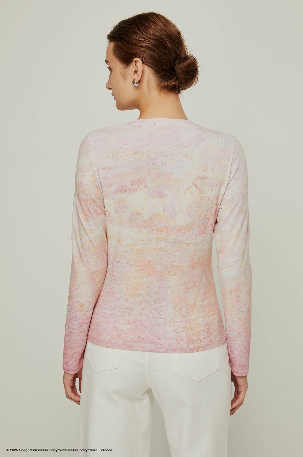 SUNLIT RIVER MONET-INSPIRED LONG SLEEVE TOP