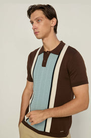 COLOR BLOCK TEXTURED KNIT POLO SHIRT