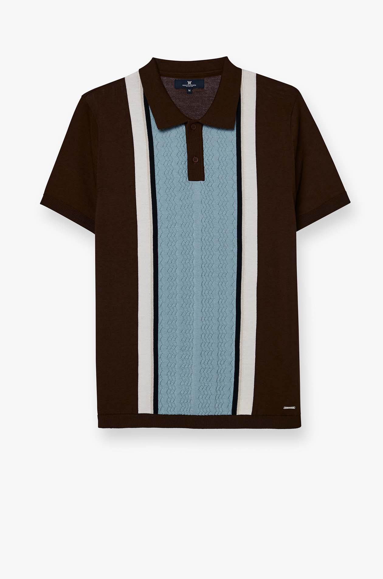 COLOR BLOCK TEXTURED KNIT POLO SHIRT