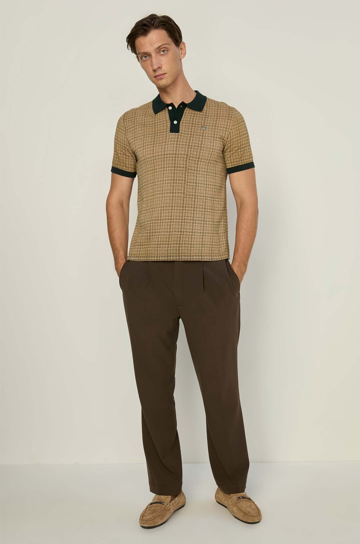 BRITISH CHECKERED KNITTED POLO