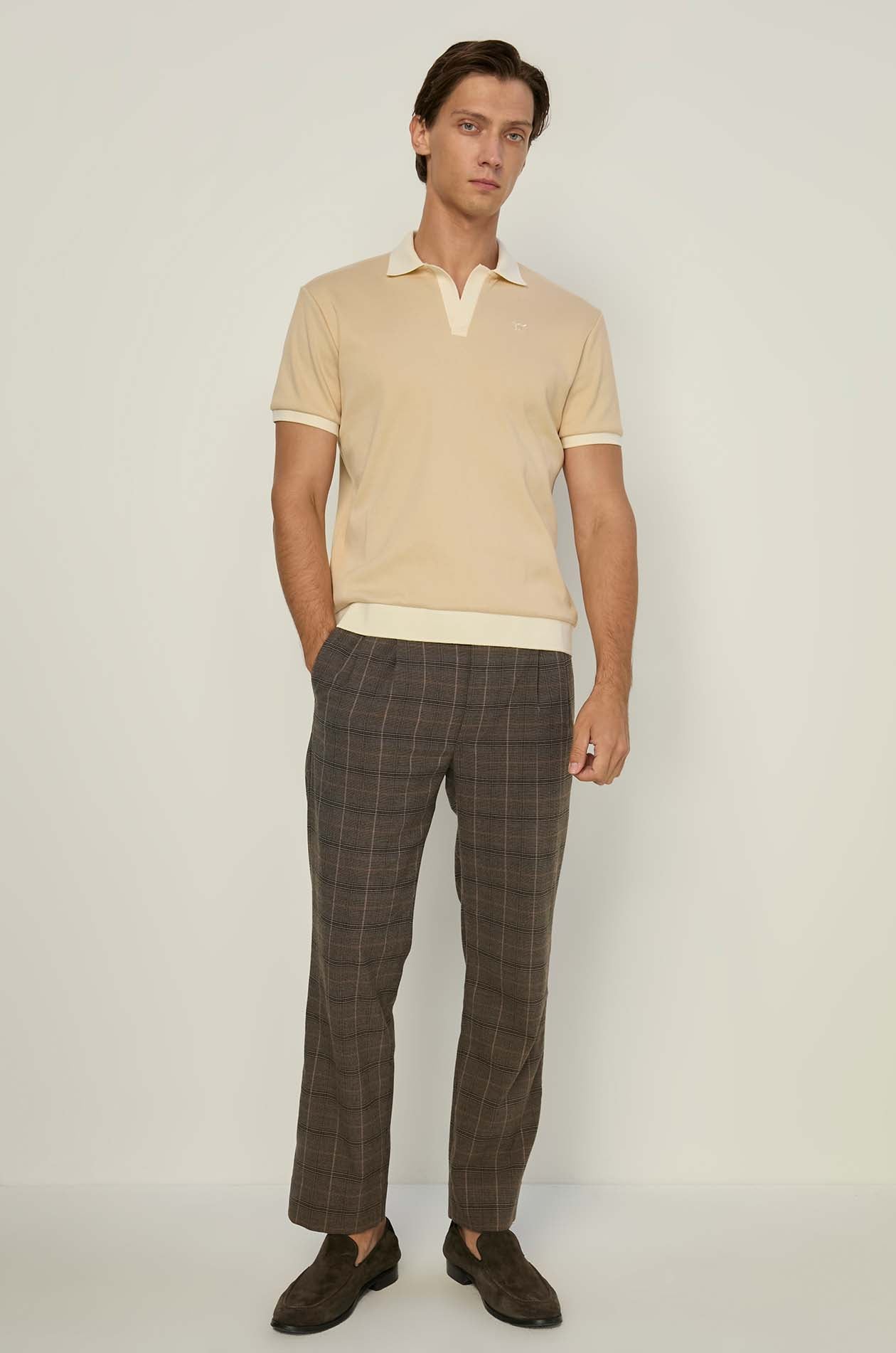 CONTRAST TRIM RIBBED POLO
