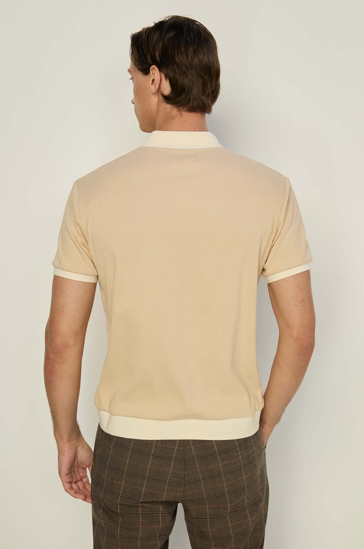 CONTRAST TRIM RIBBED POLO