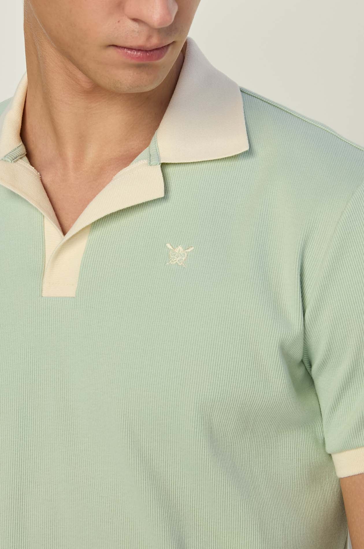 CONTRAST TRIM RIBBED POLO