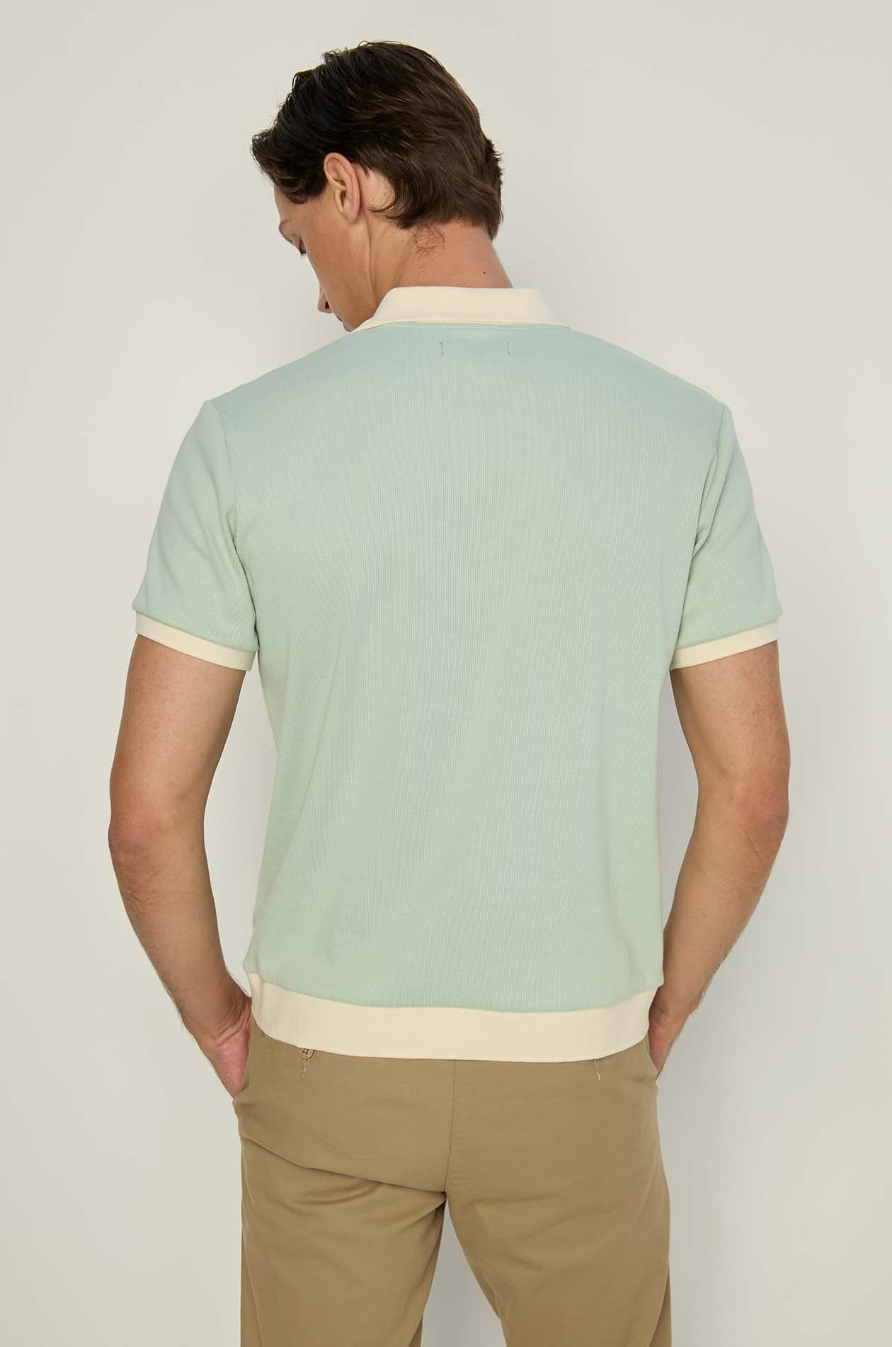 CONTRAST TRIM RIBBED POLO