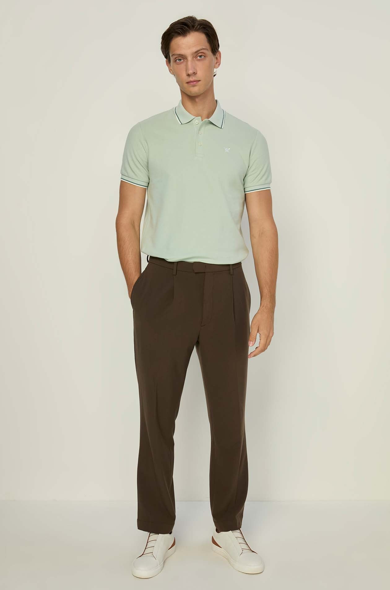 STRIPE RIBBED PIQUE POLO