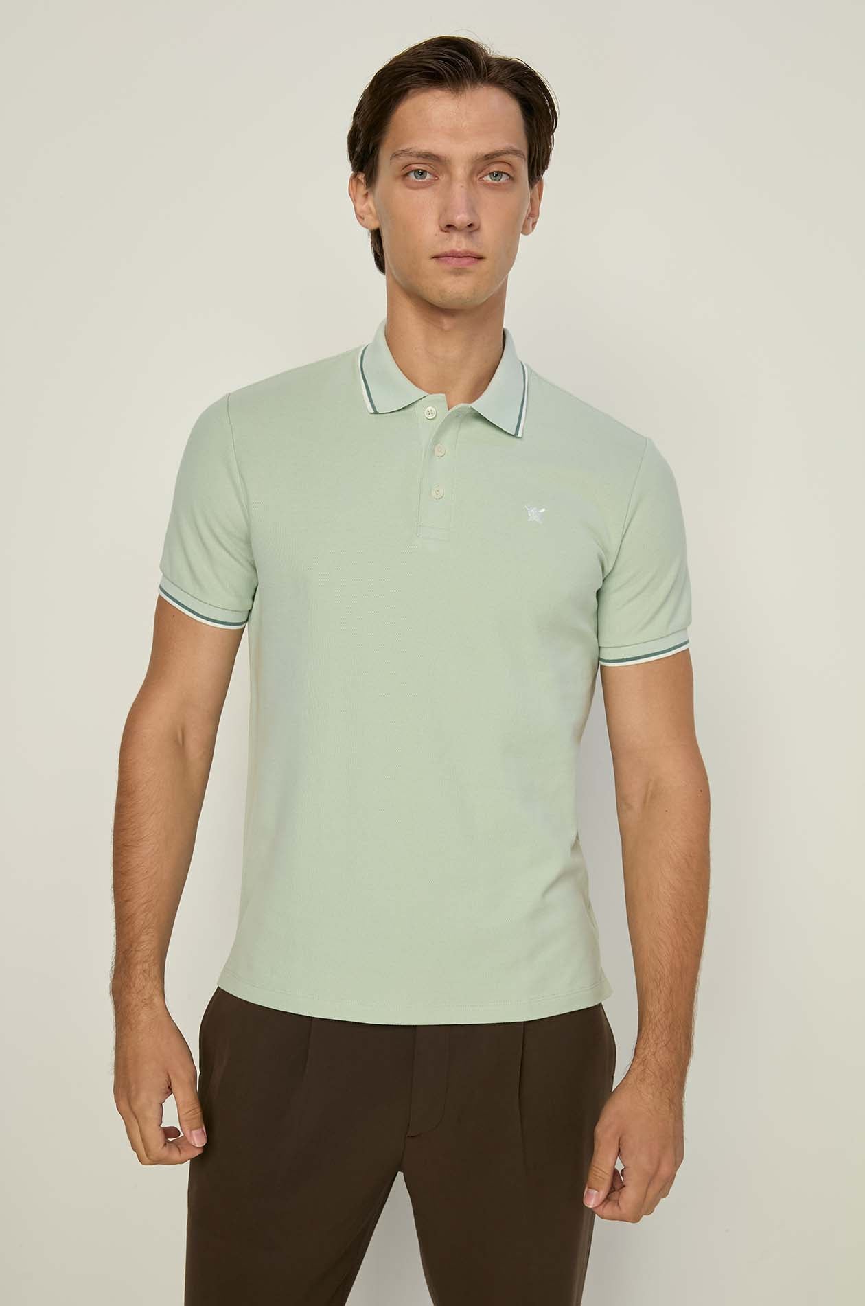 STRIPE RIBBED PIQUE POLO