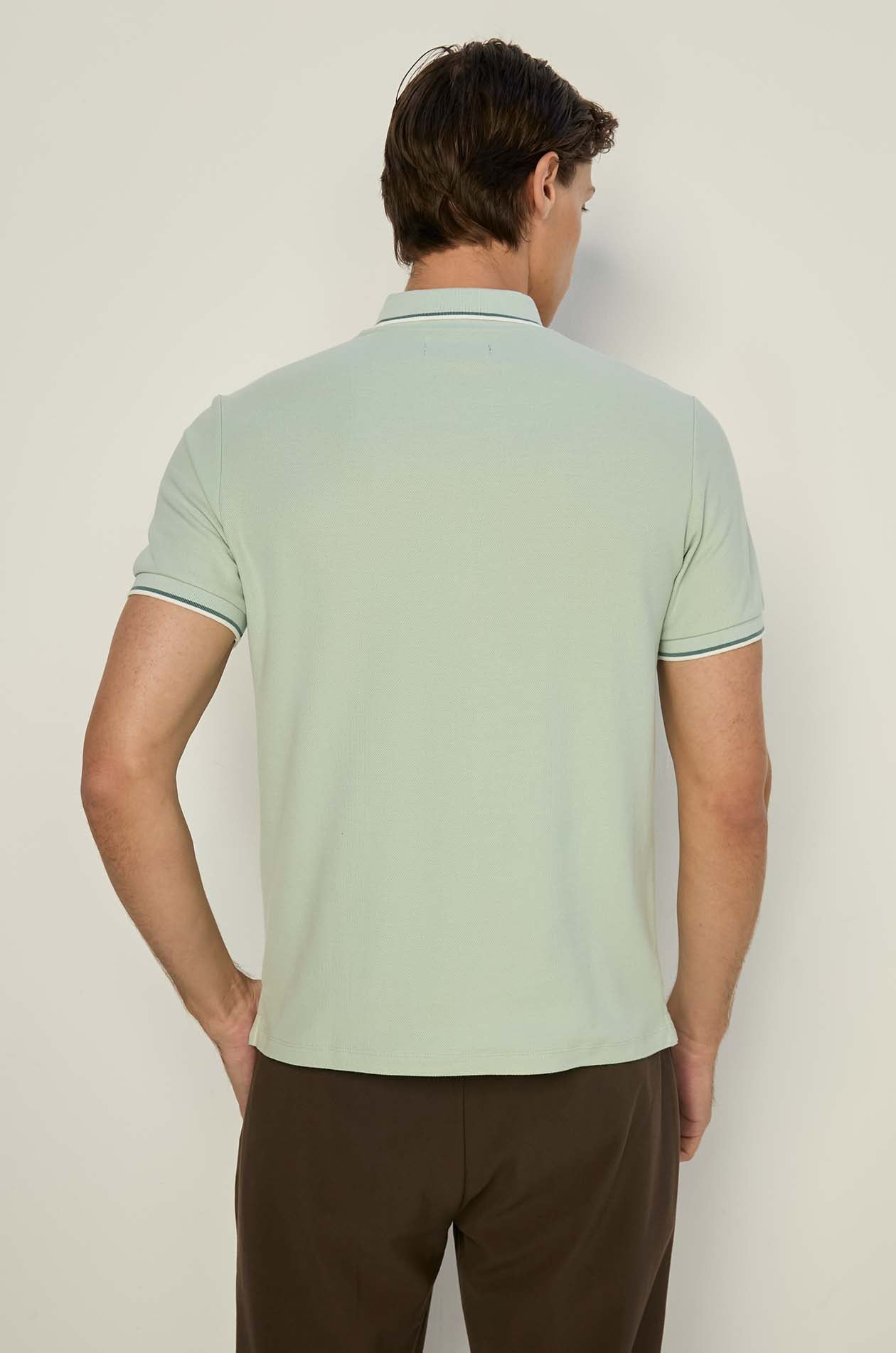 STRIPE RIBBED PIQUE POLO