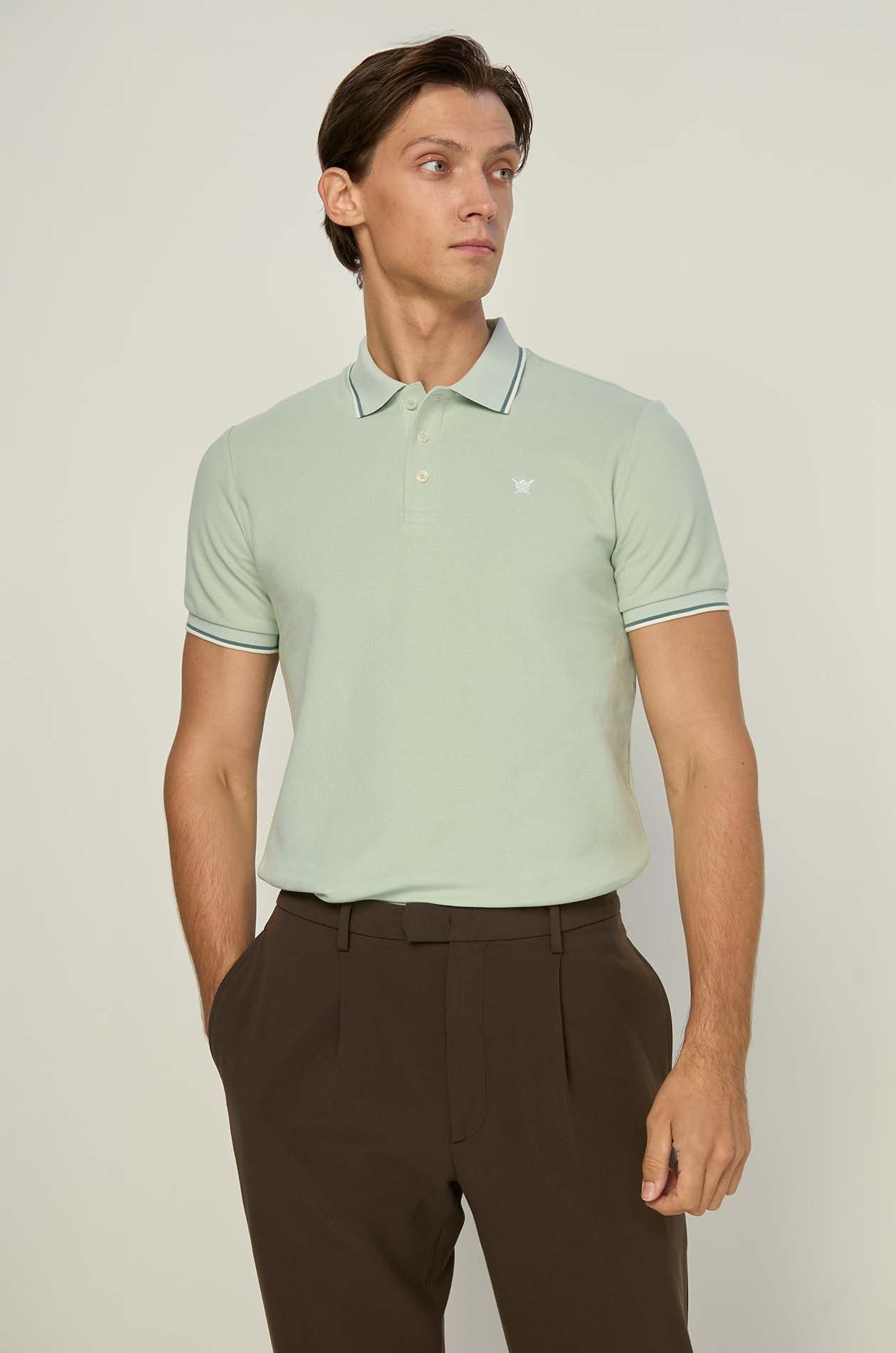 STRIPE RIBBED PIQUE POLO