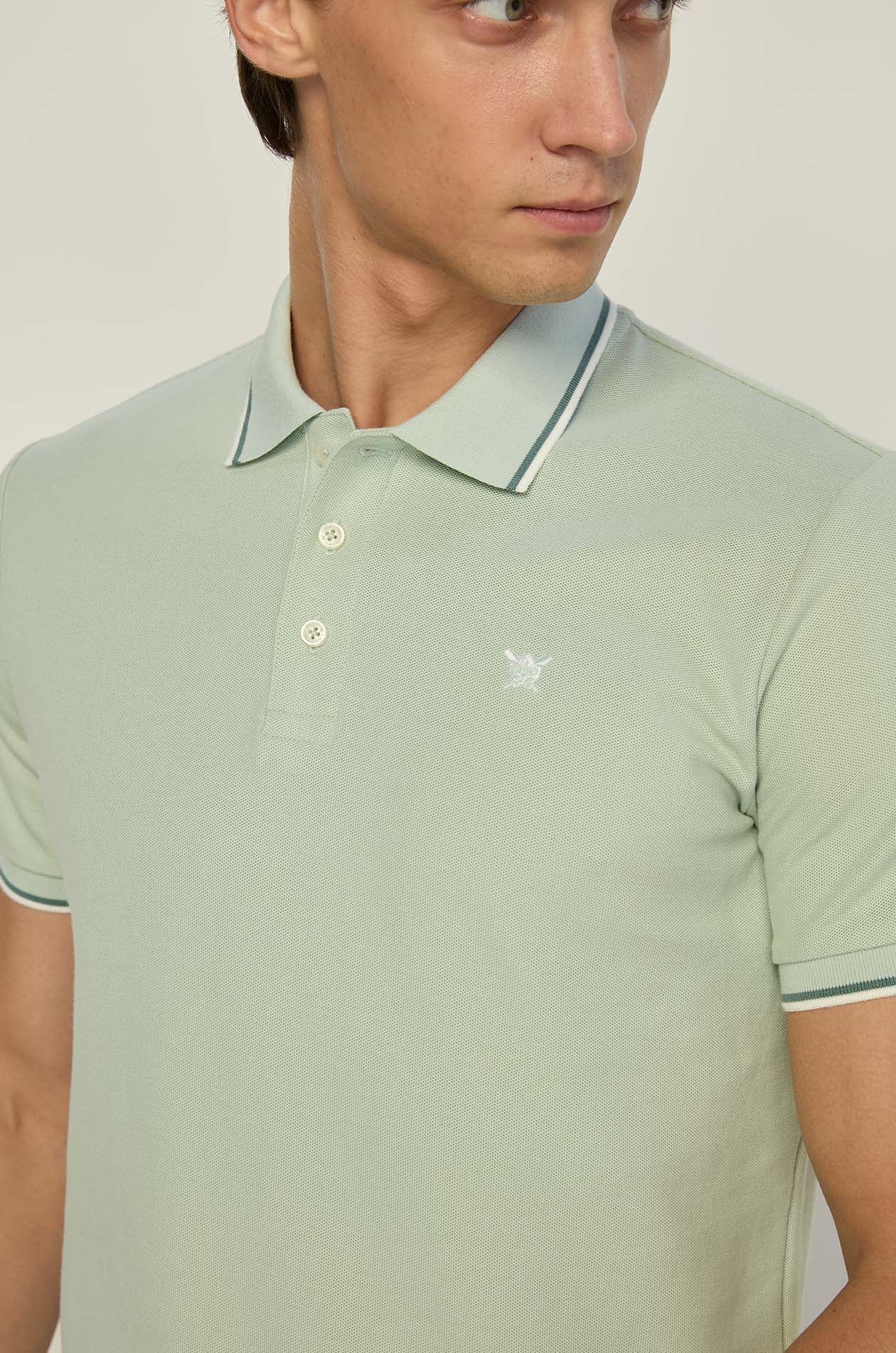 STRIPE RIBBED PIQUE POLO