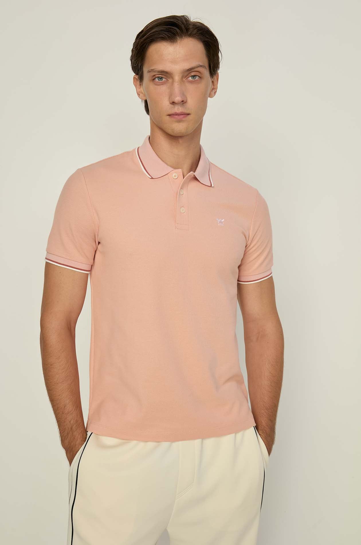 STRIPE RIBBED PIQUE POLO
