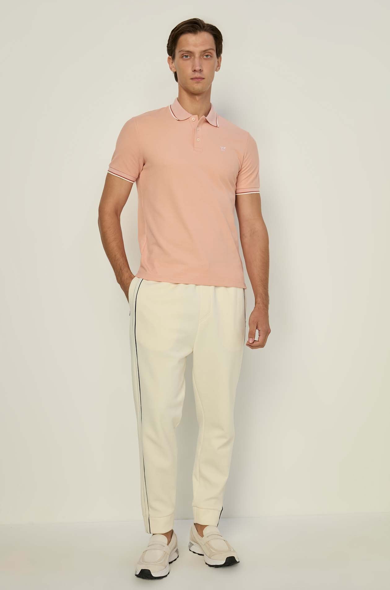 STRIPE RIBBED PIQUE POLO