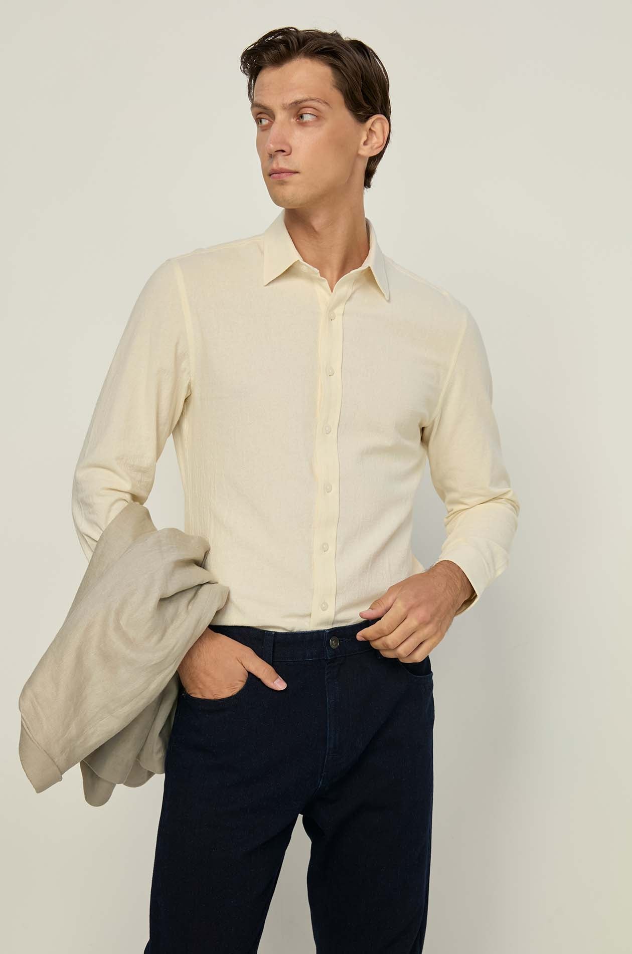 BASIC LONG SLEEVE COTTON SHIRT