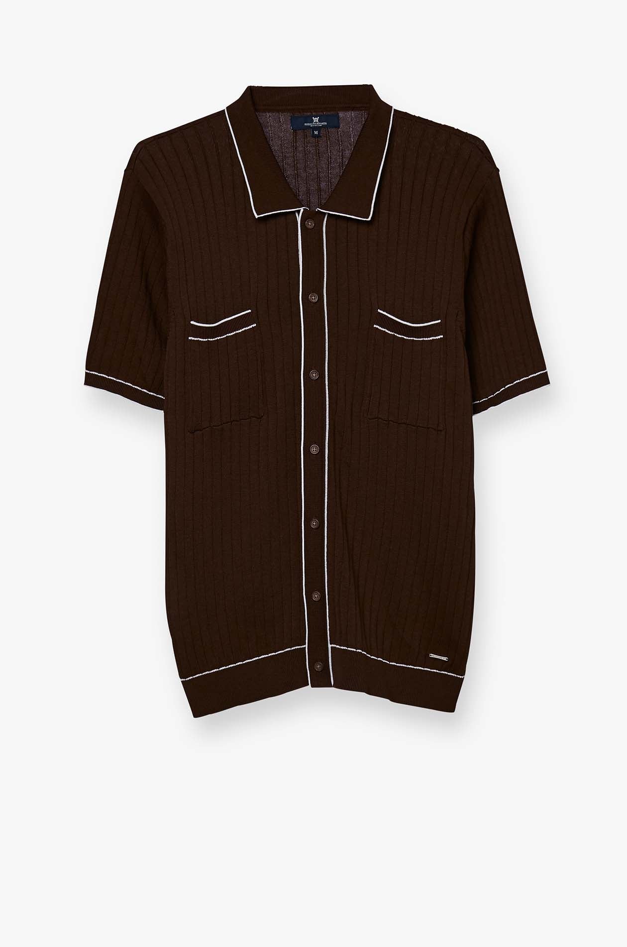RIBBED POLO WITH CONTRAST PIPING