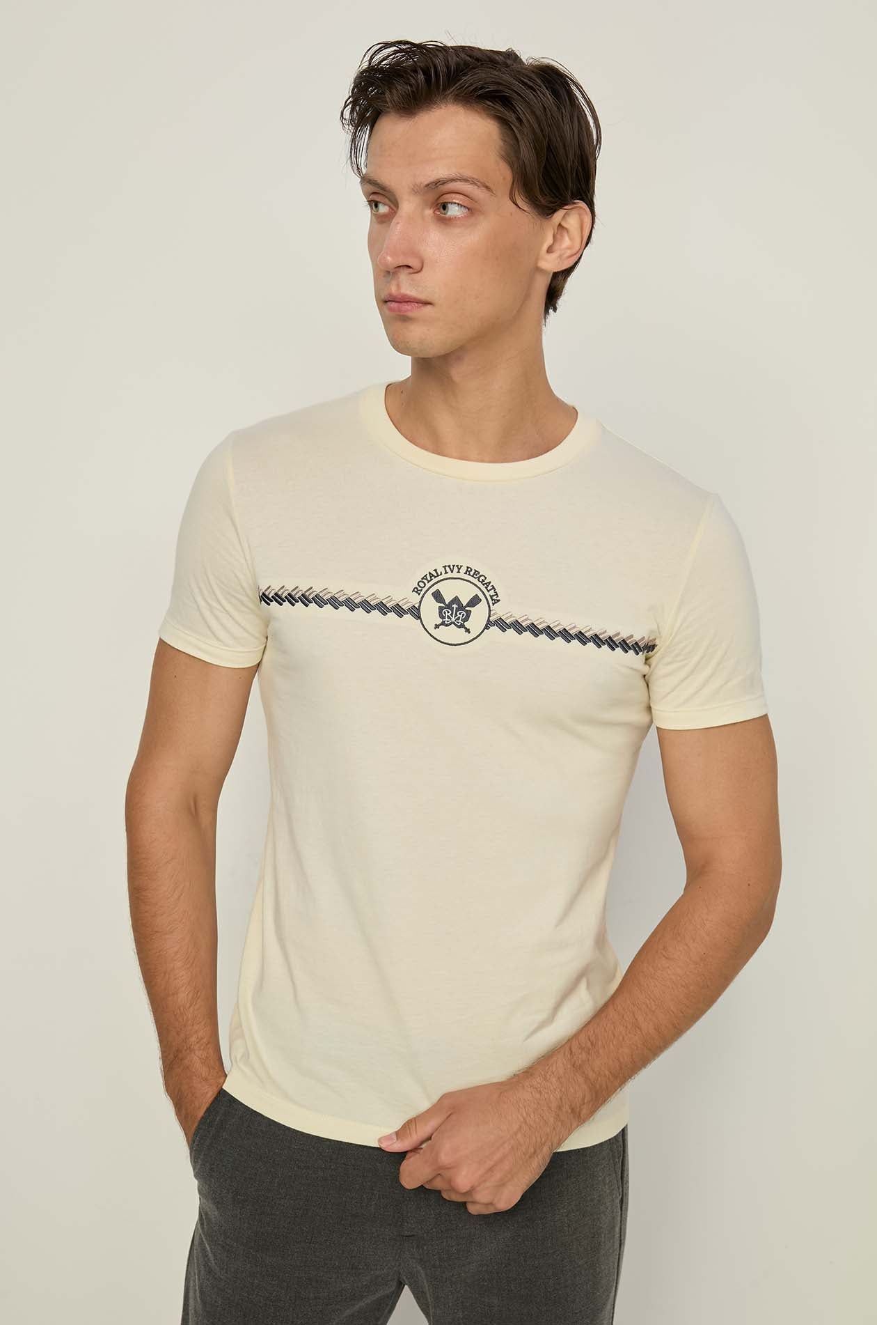 EMBROIDERED ZIGZAG GRAPHIC WITH LOGO TEE