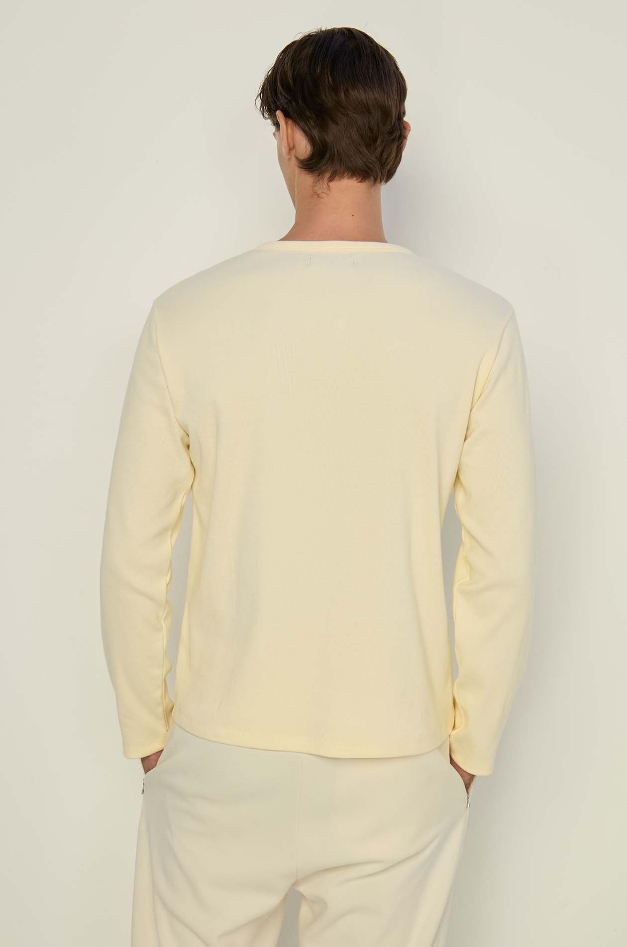 OFF WHITE LONG SLEEVE RIBBED TEE