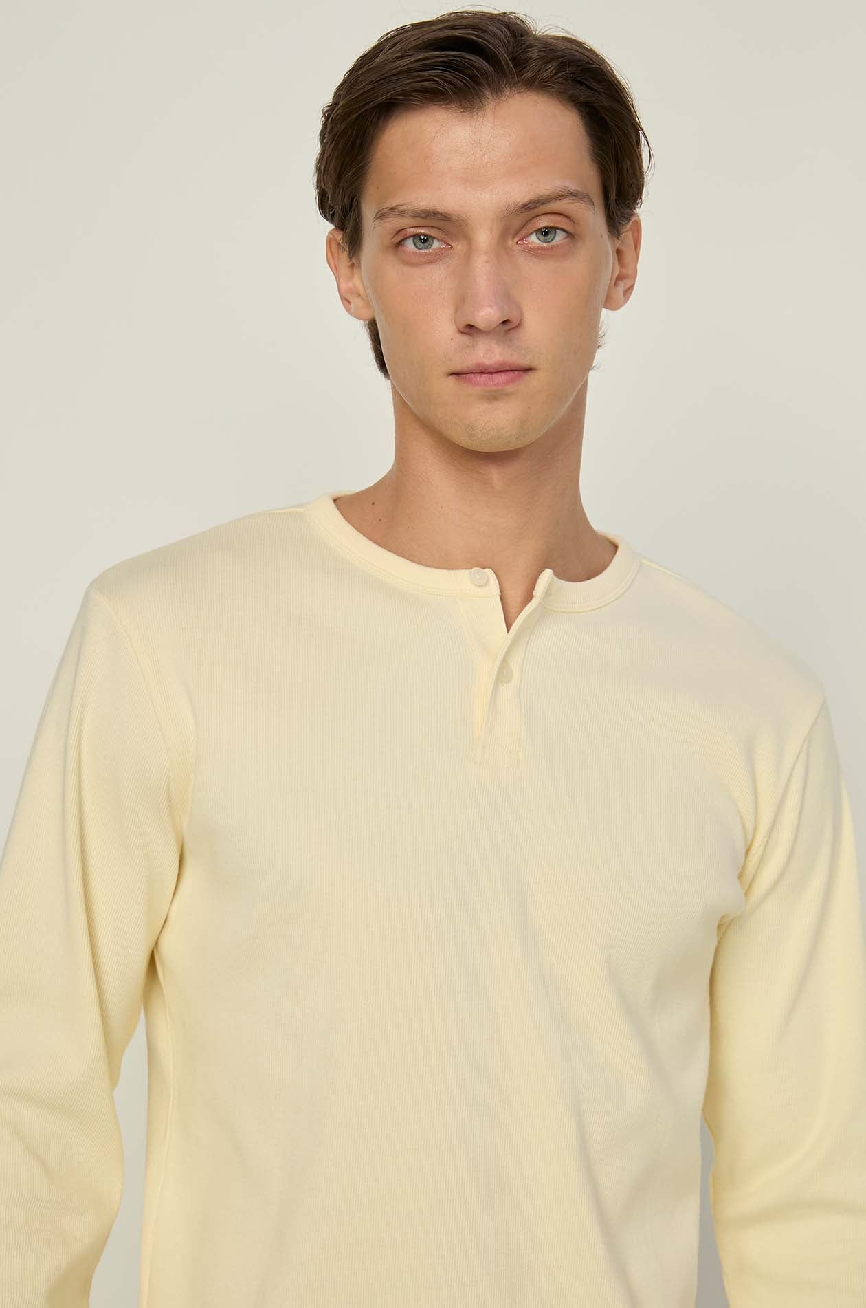 OFF WHITE LONG SLEEVE RIBBED TEE