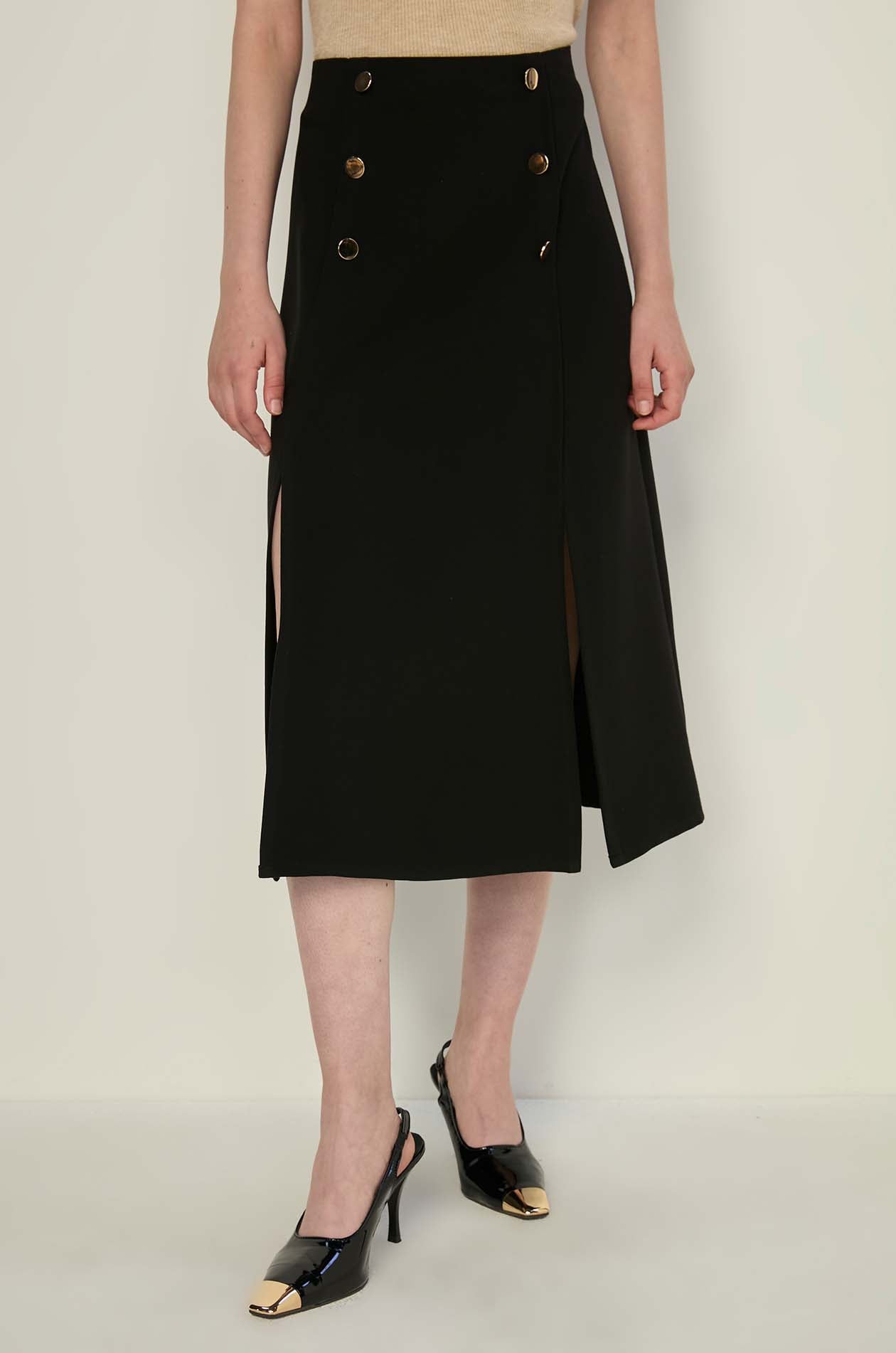 BUTTONED MIDI SKIRT