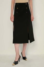 BUTTONED MIDI SKIRT