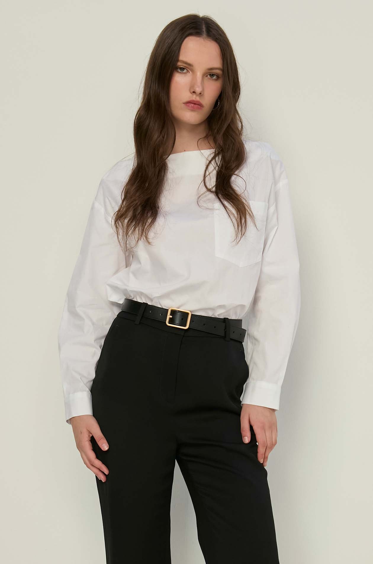 LONG SLEEVE POPLIN BLOUSE