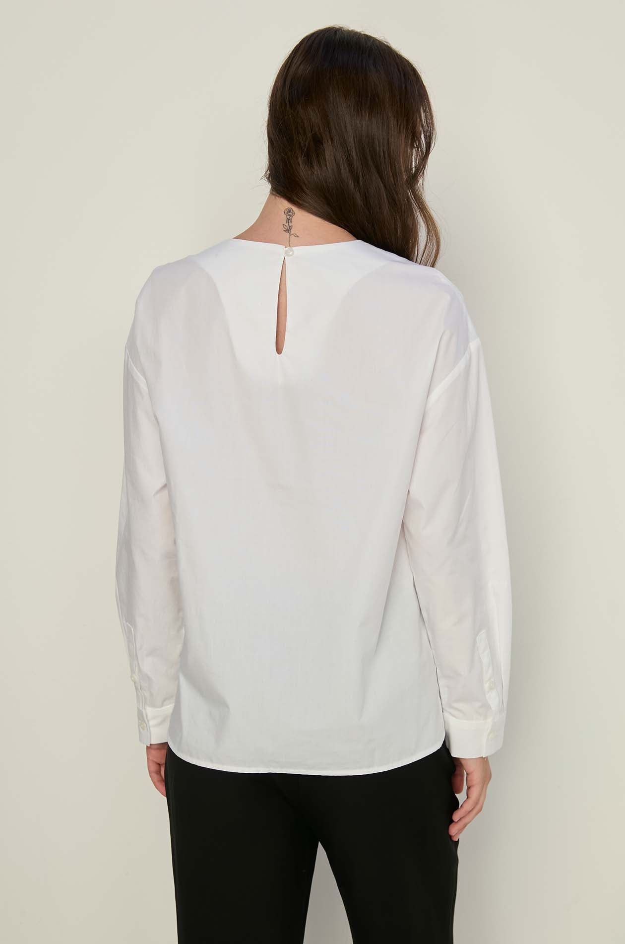 LONG SLEEVE POPLIN BLOUSE