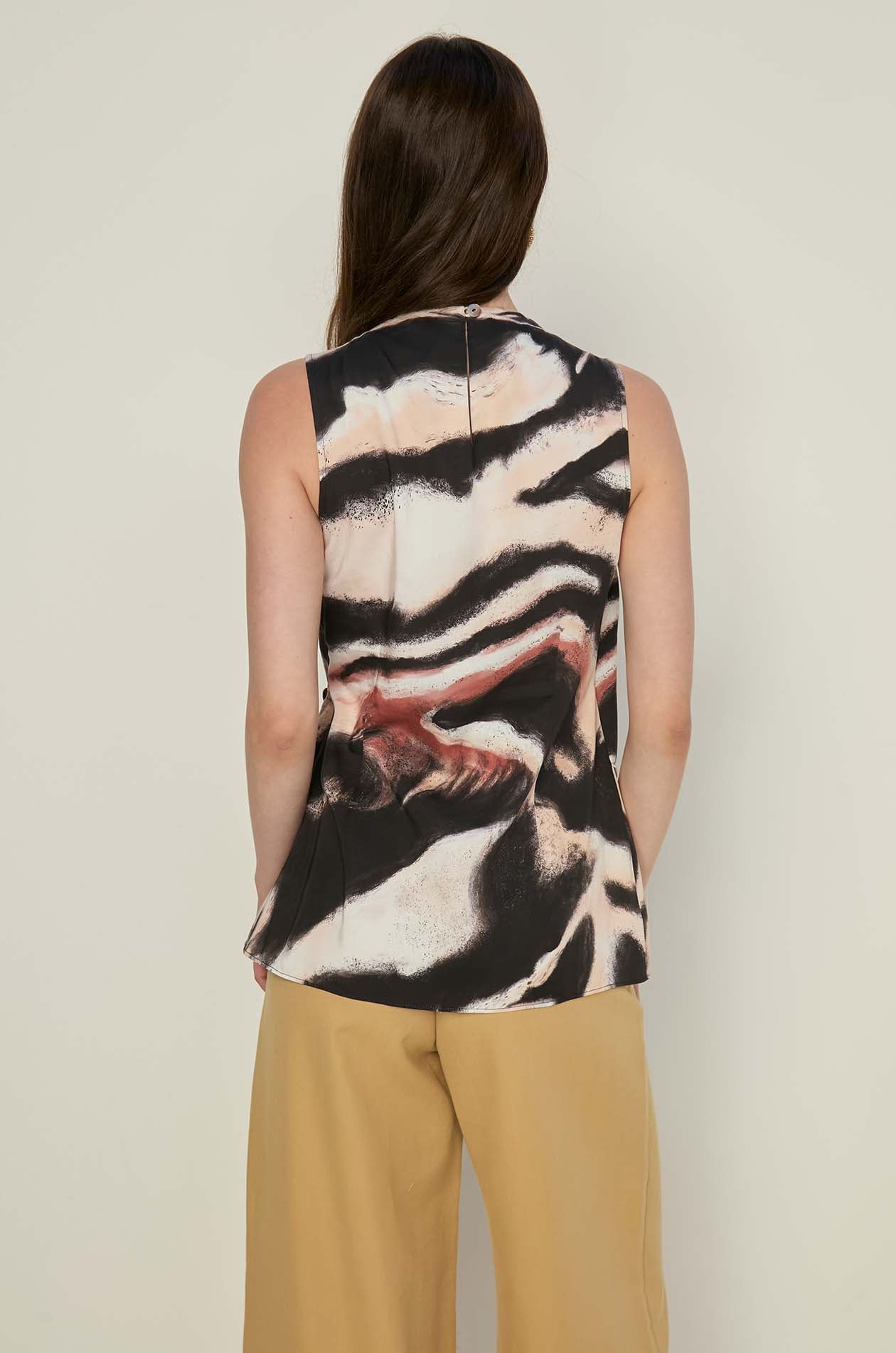 ABSTRACT PRINT DRAPED BLOUSE