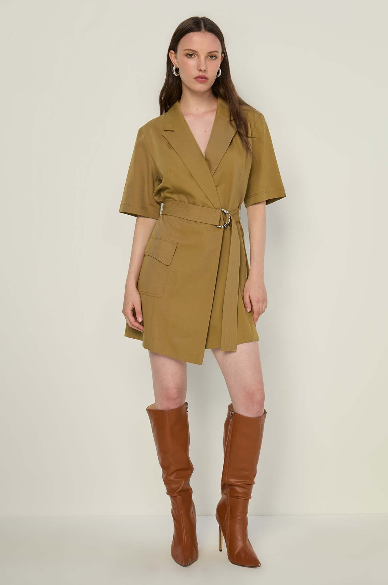SHORT SLEEVES WRAP DRESS