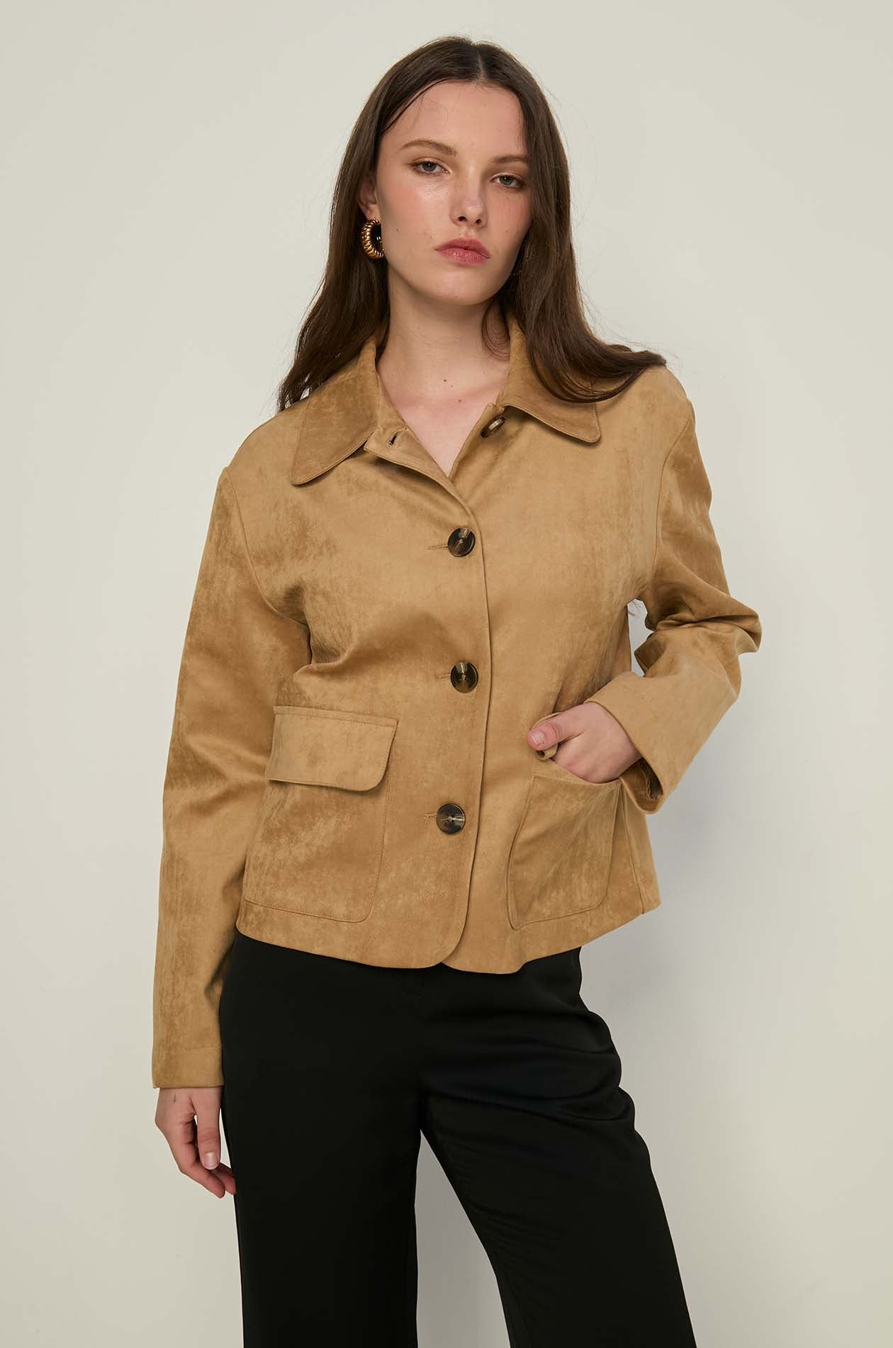 BUTTON-UP SUEDE JACKET