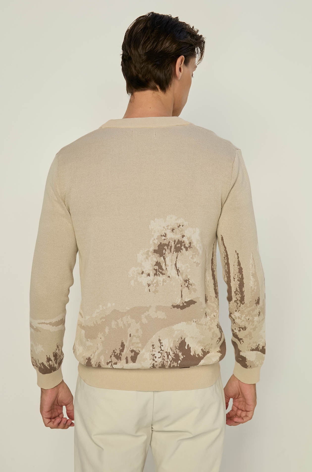 LANDSCAPE MOTIF KNITTED CARDIGAN