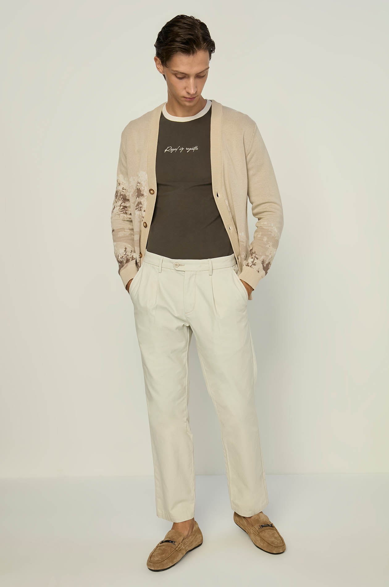 LANDSCAPE MOTIF KNITTED CARDIGAN
