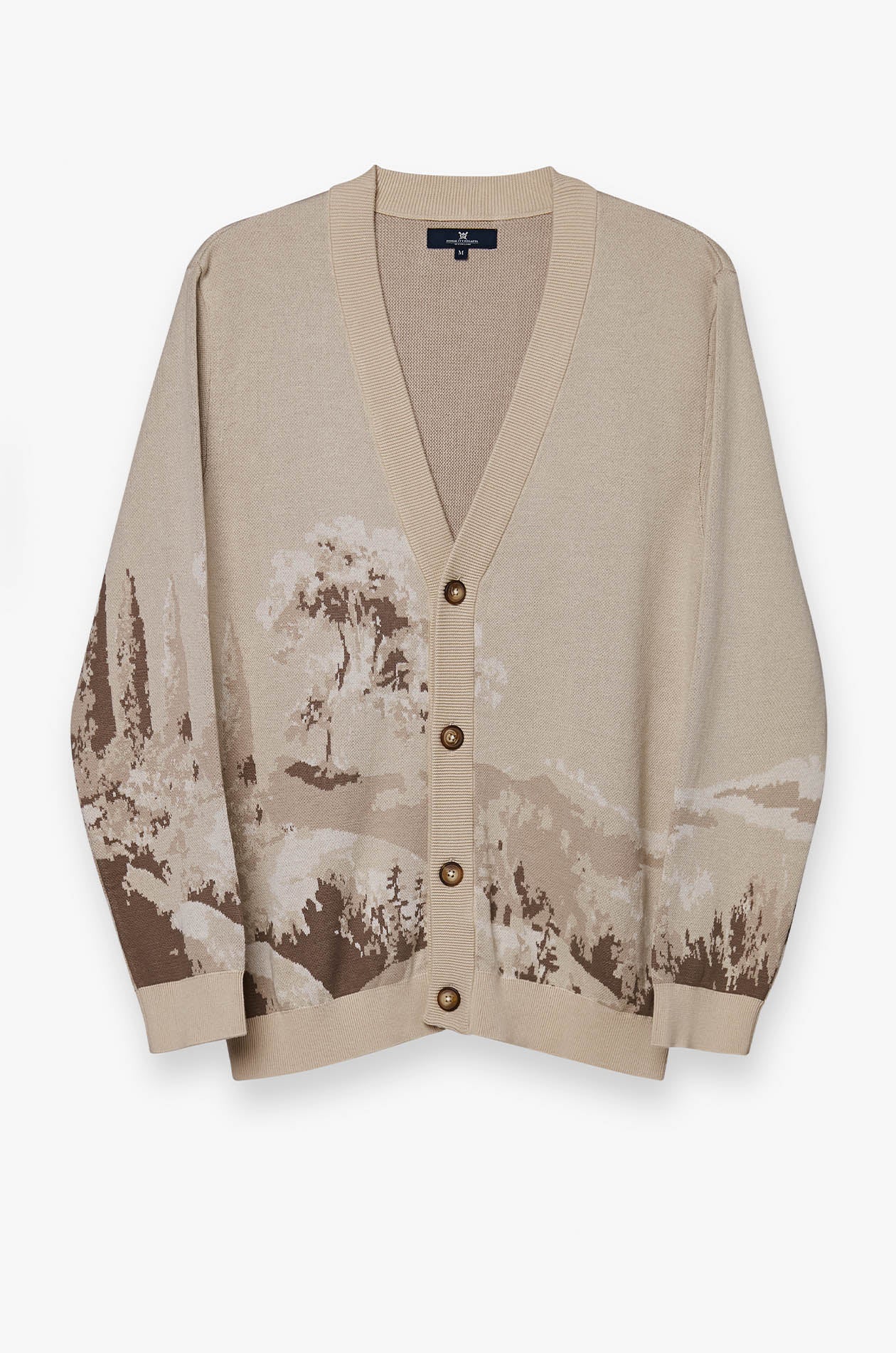 LANDSCAPE MOTIF KNITTED CARDIGAN