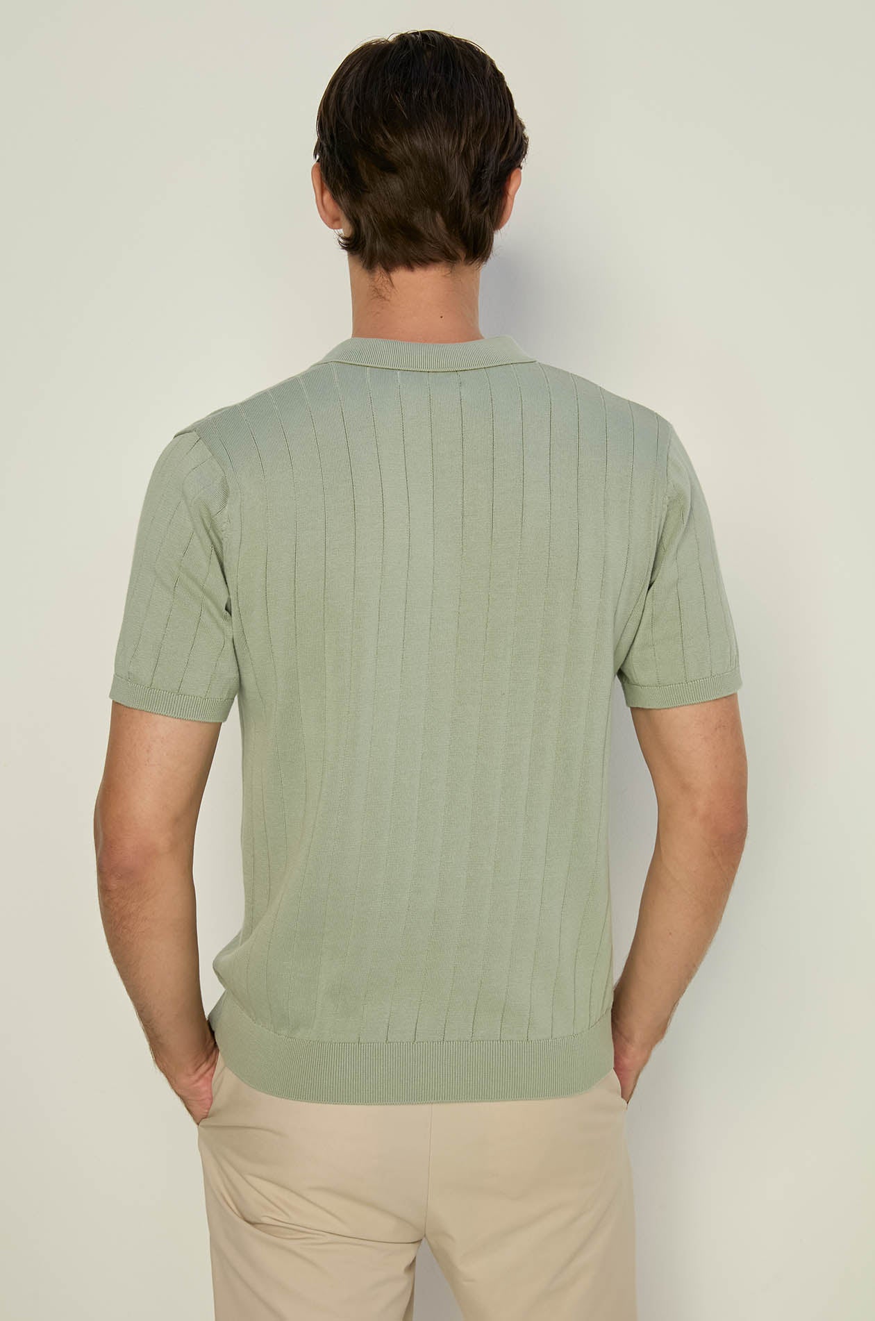 RIBBED STRIPE KNITTED POLO