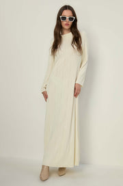 LONG SLEEVE PLEATED MAXI DRESS