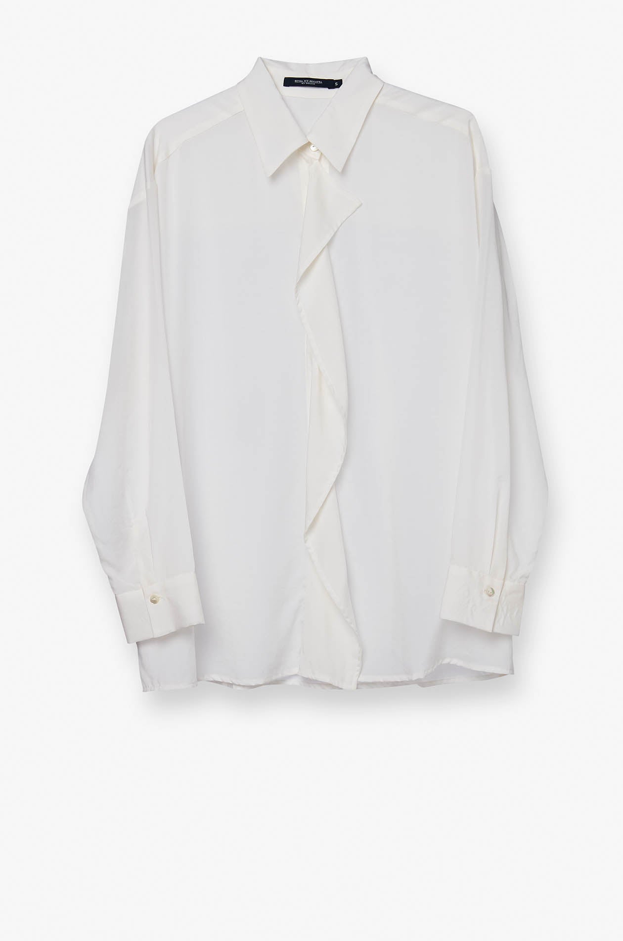 LONG SLEEVE RUFFLE-FRONT SHIRT