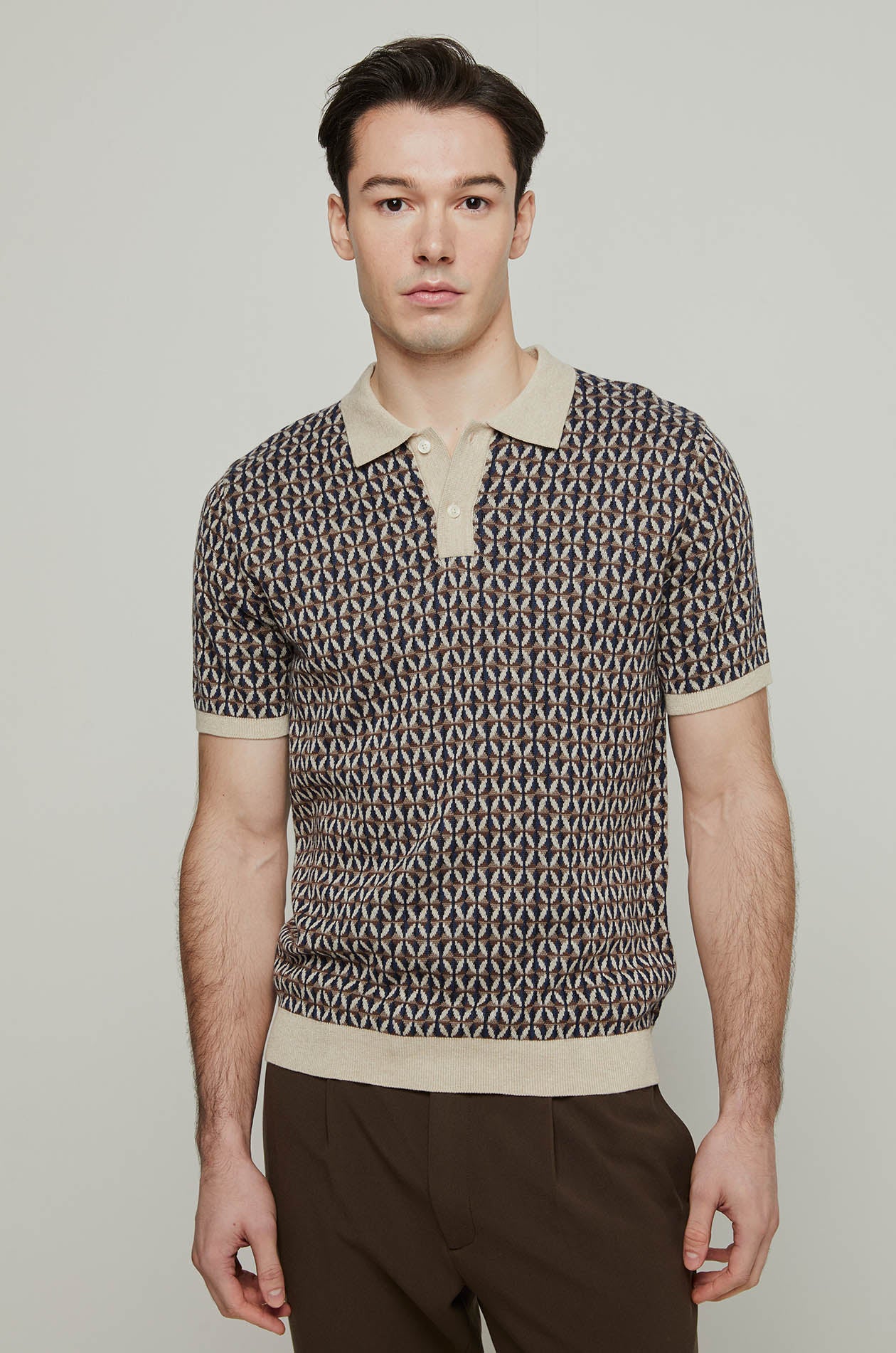 GEOMETRIC MONOGRAM KNITTED POLO