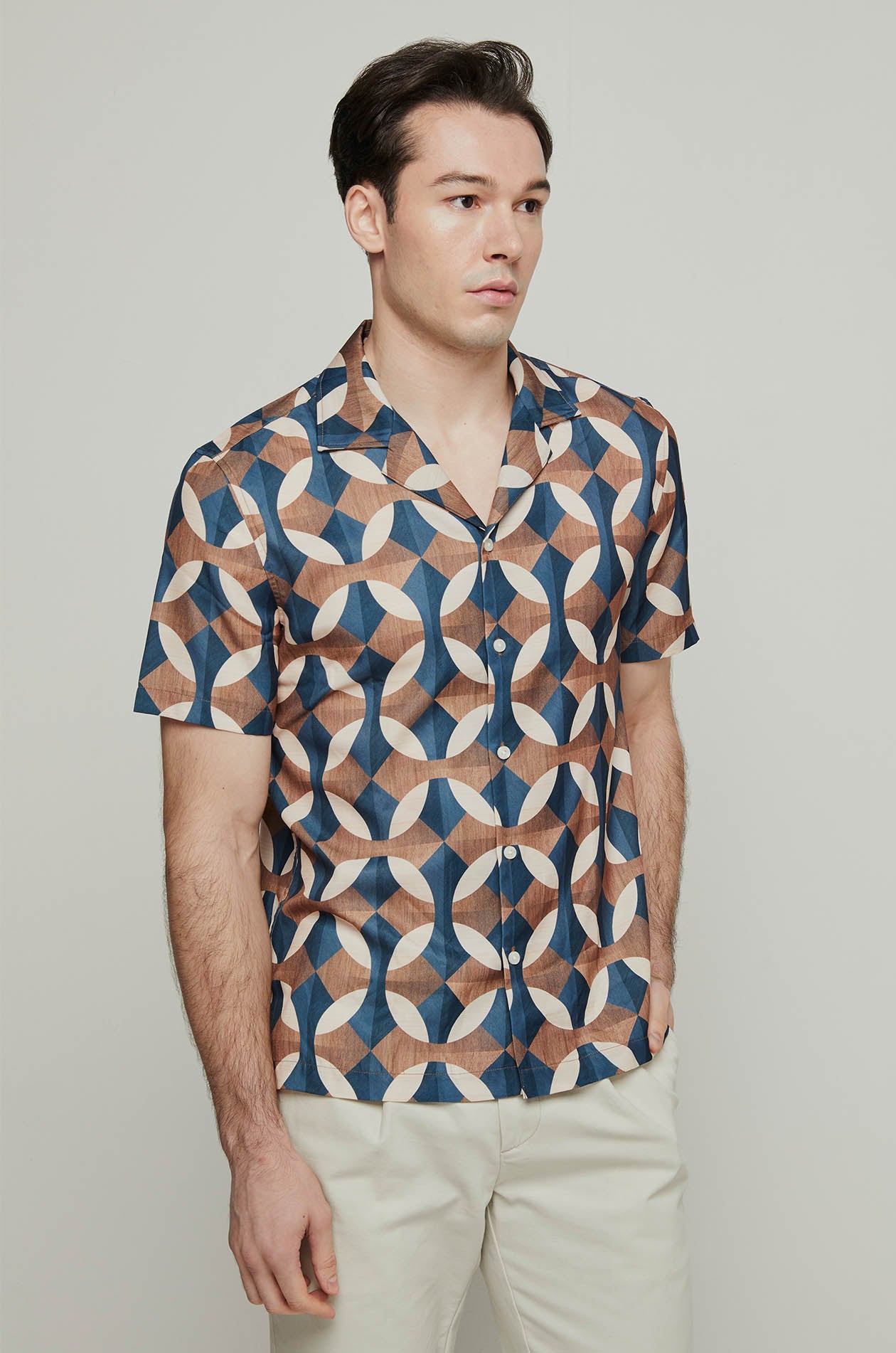 GEOMETRIC MONOGRAM CAMP SHIRT
