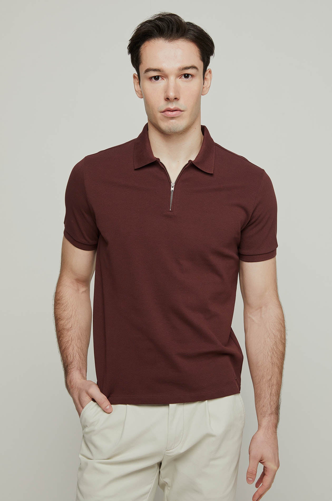 HALF-ZIP PIQUE POLO
