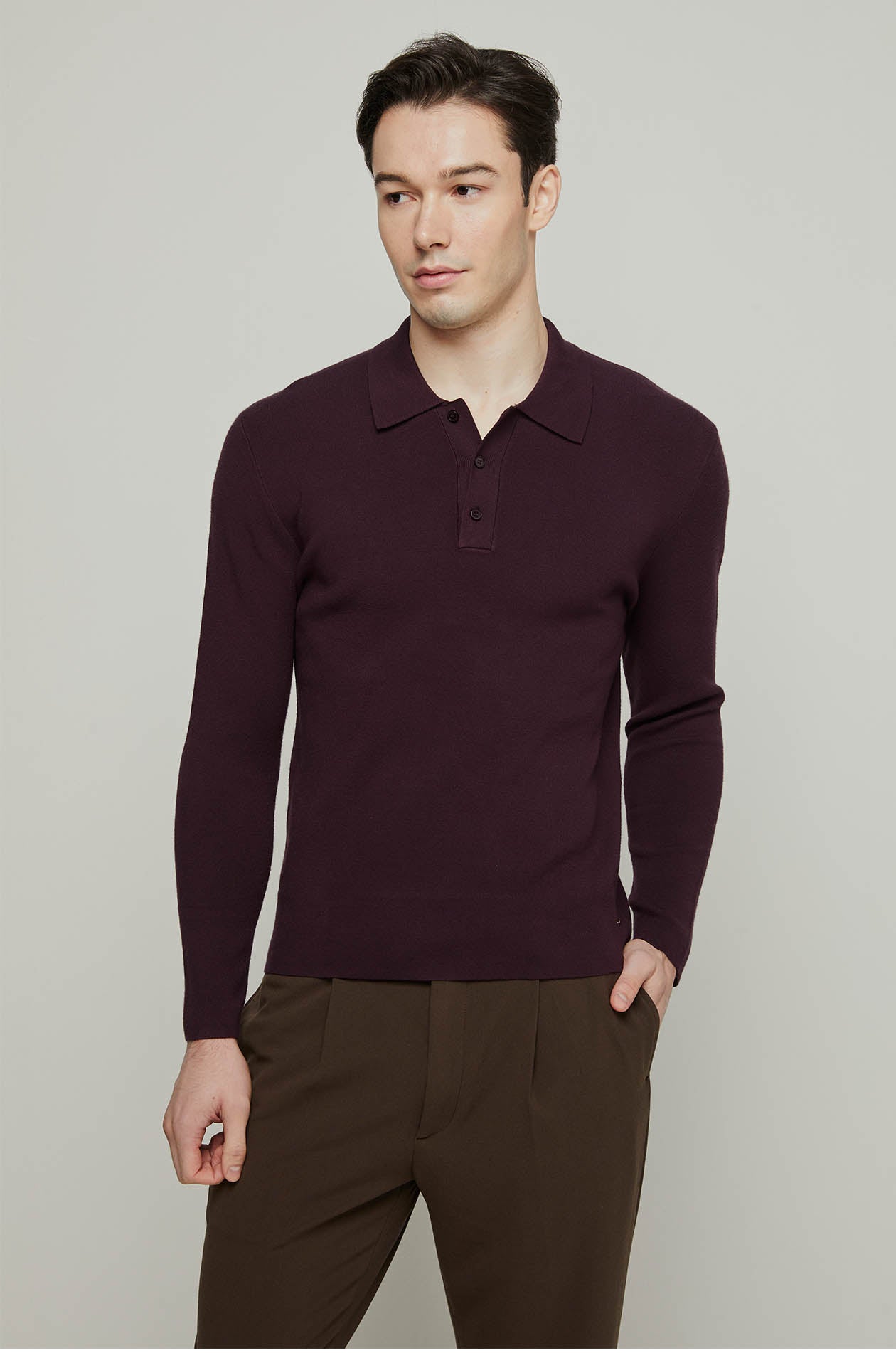 LONG SLEEVE SWEAT POLO SHIRT