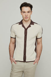 CONTRAST CUTTING CAMP SHIRT