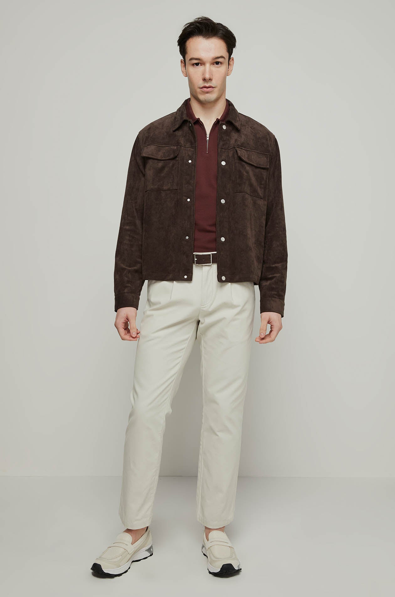 SNAP BUTTON SUEDE OVERSHIRT