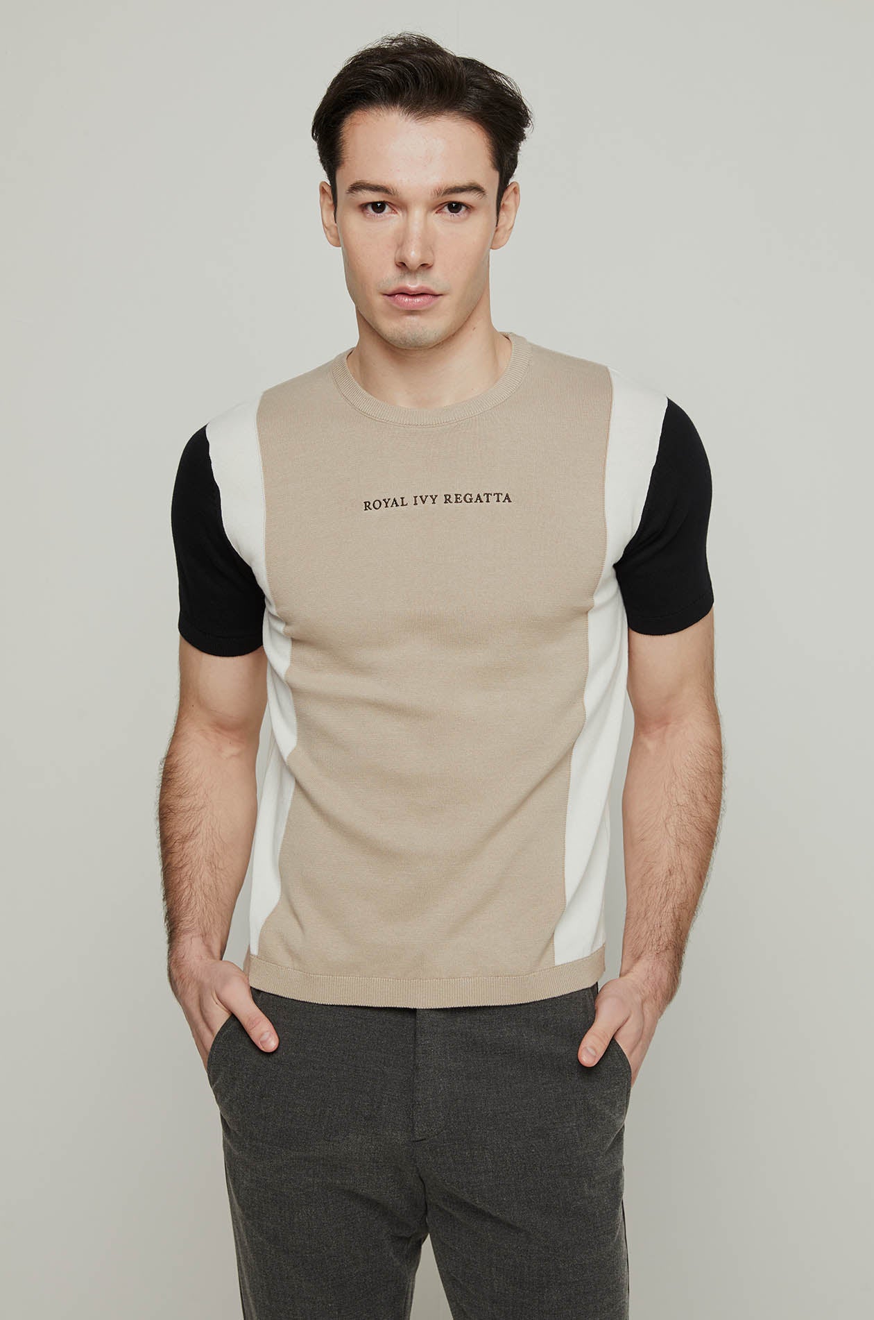 COLOR BLOCK KNITTED TEE