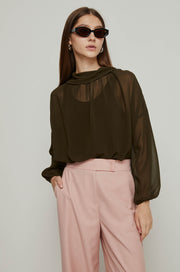 PLEATED FRONT BLOUSE