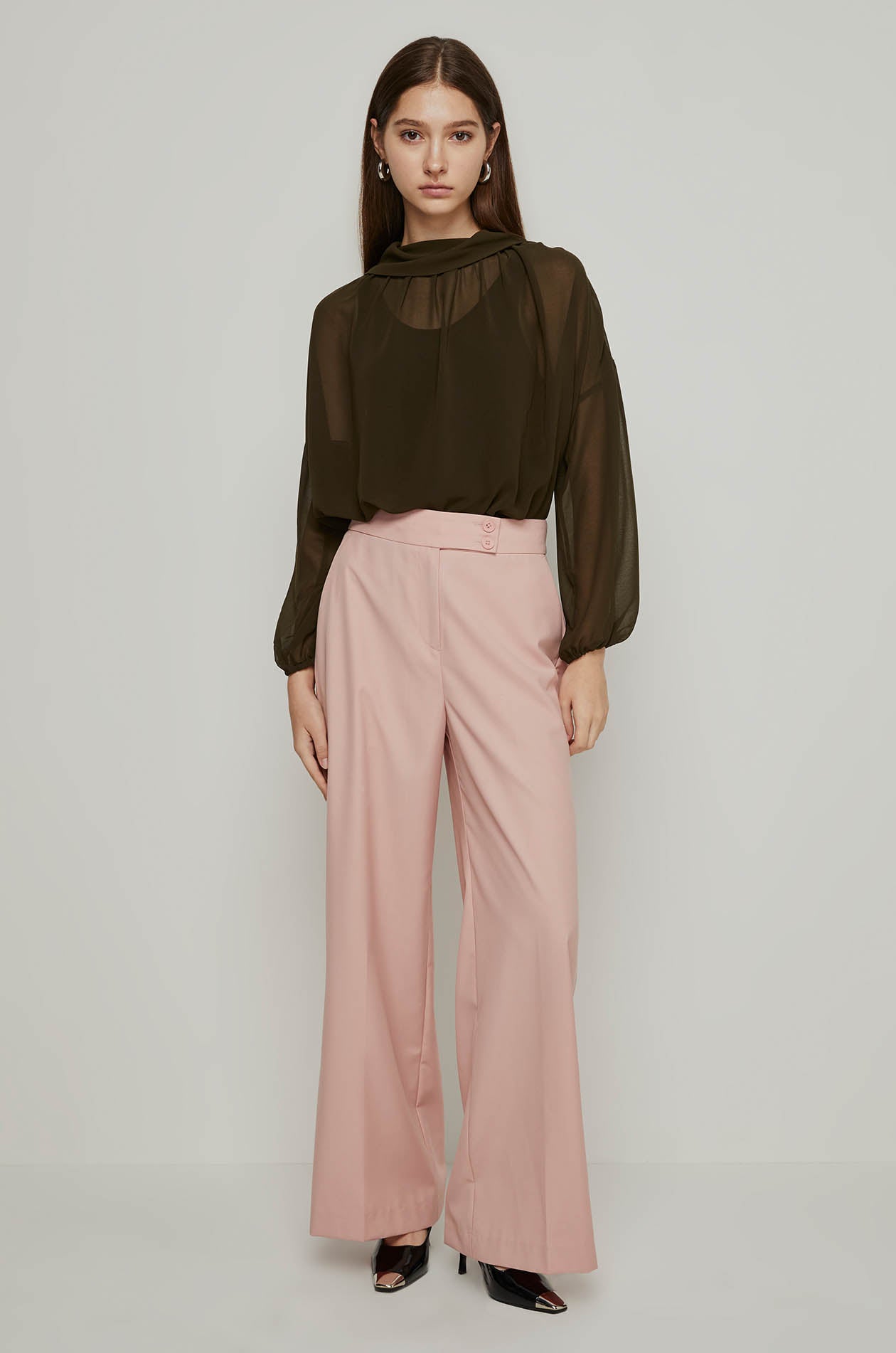 PLEATED FRONT BLOUSE