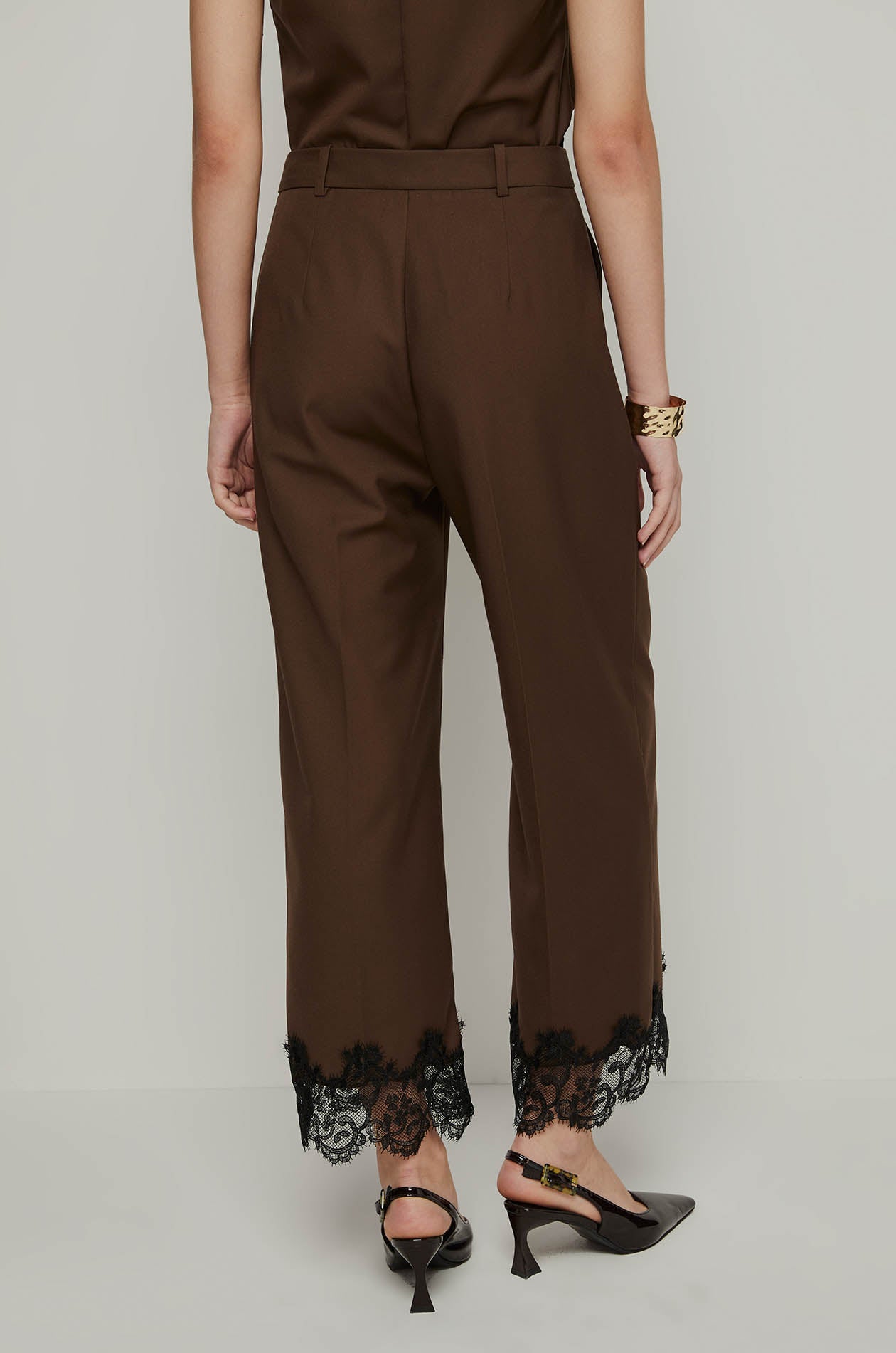 LACE TRIM FLARED PANTS